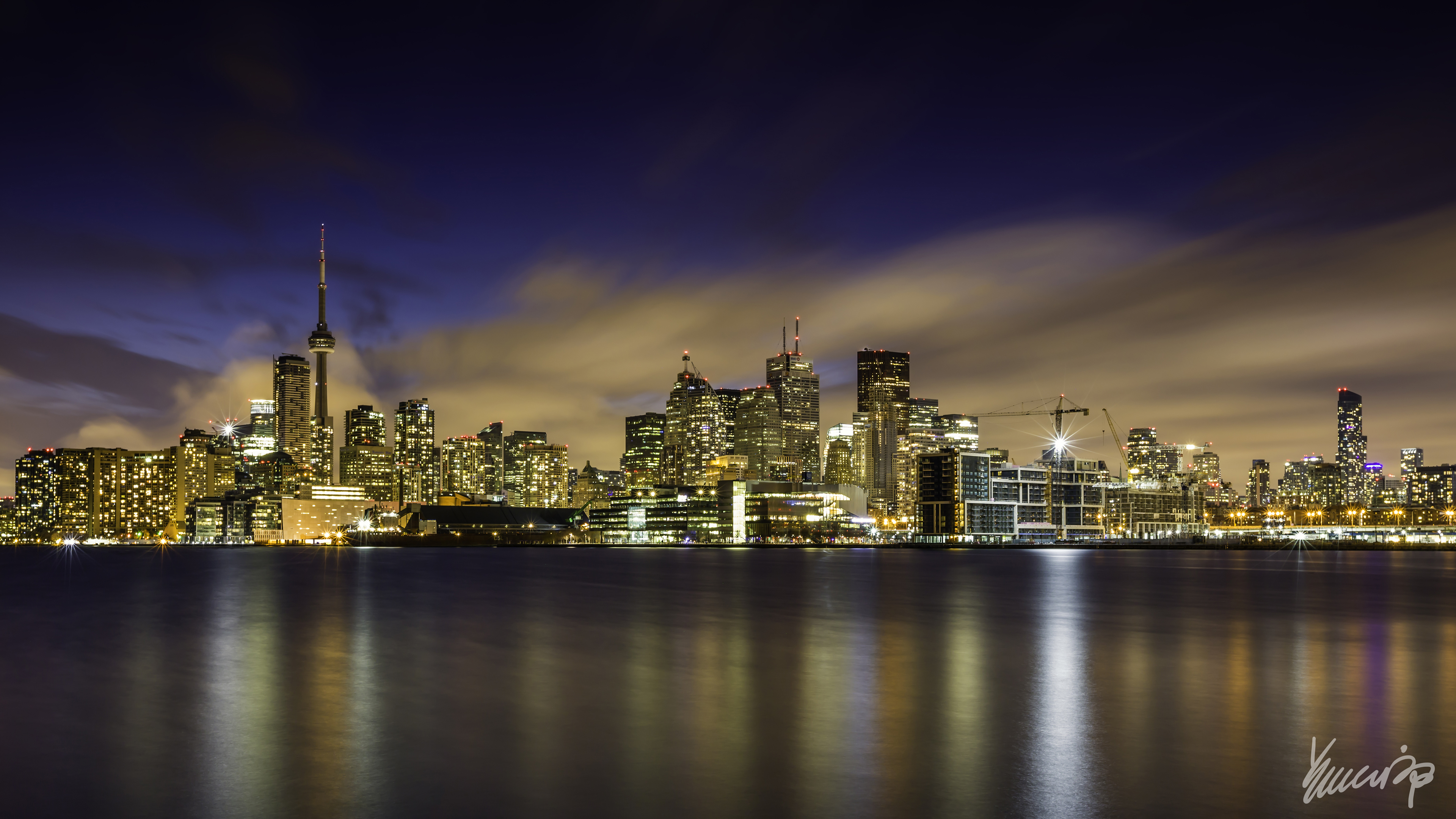 Скачать обои бесплатно Города, Ночь, Город, Канада, Свет, Торонто, Сделано Человеком картинка на рабочий стол ПК