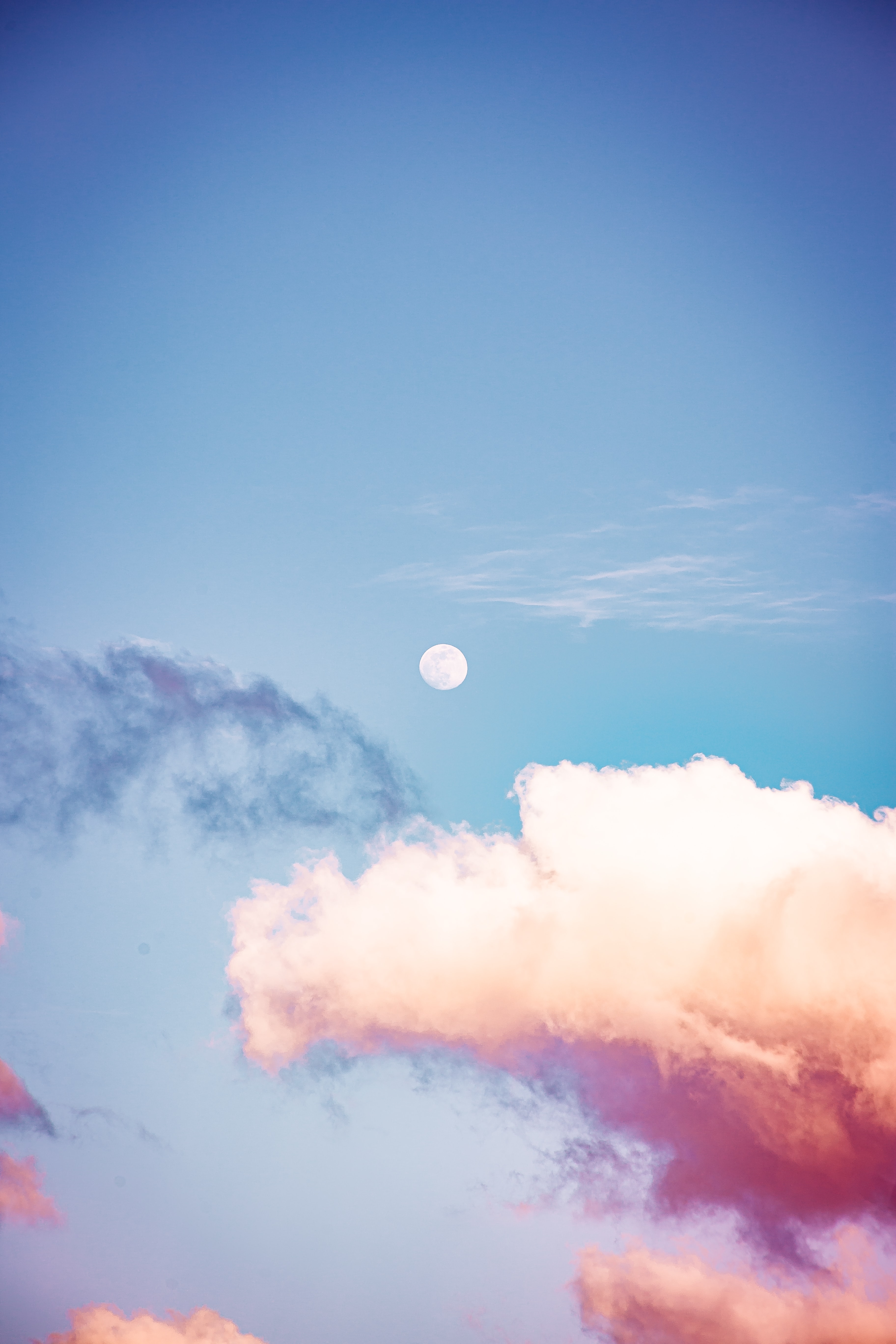 Завантажити шпалери безкоштовно Хмари, Природа, Небо, Місяць картинка на робочий стіл ПК
