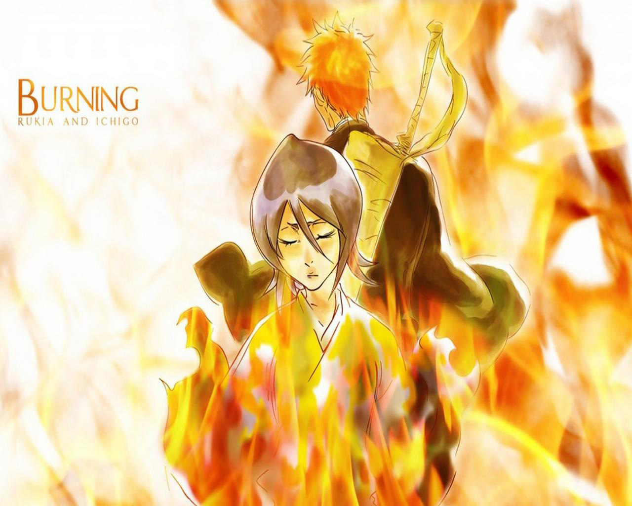 Handy-Wallpaper Bleach, Rukia Kuchiki, Animes, Ichigo Kurosaki kostenlos herunterladen.