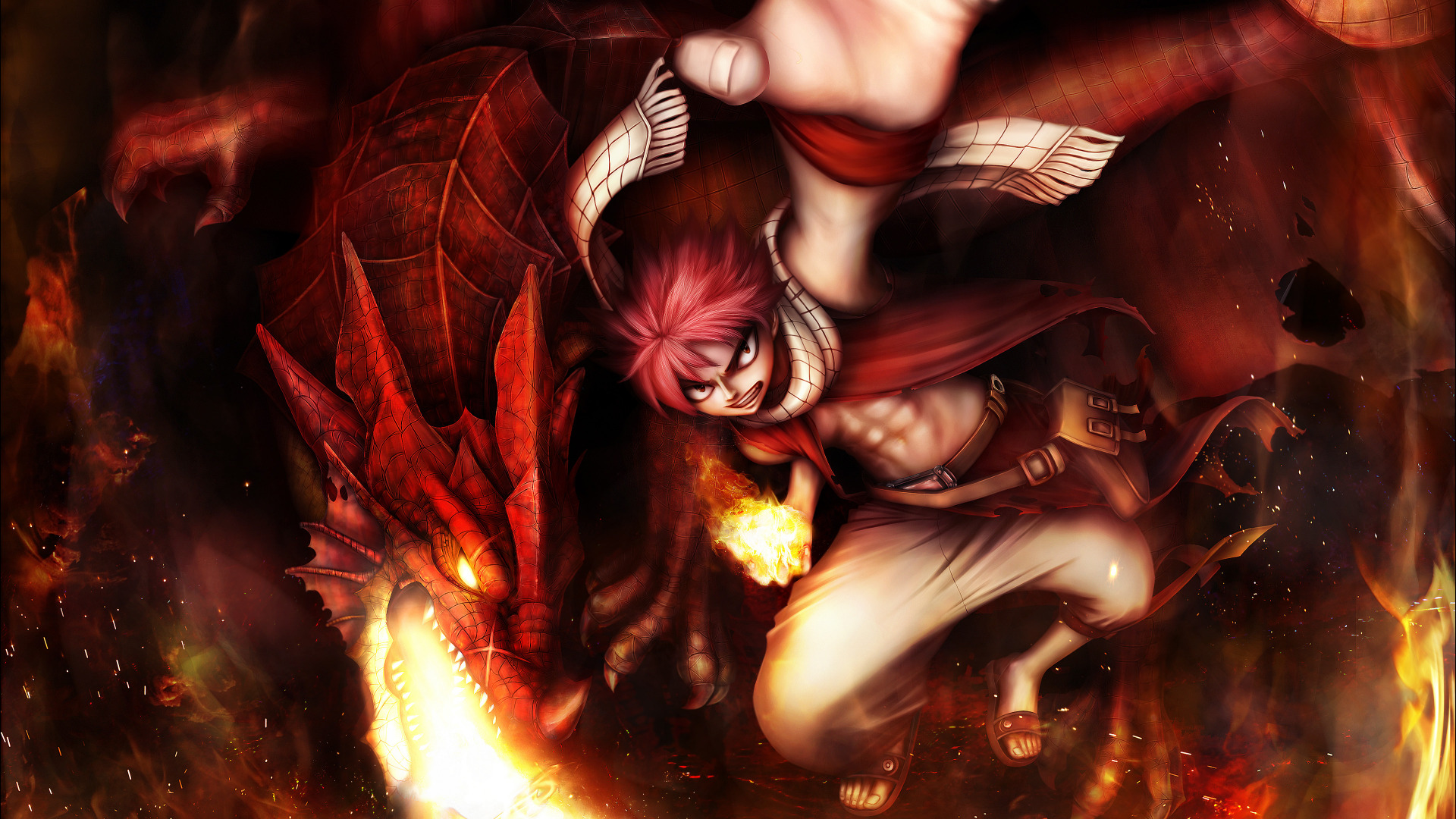 Laden Sie das Animes, Fairy Tail, Natsu Dragneel, Igneel (Fairy Tail)-Bild kostenlos auf Ihren PC-Desktop herunter