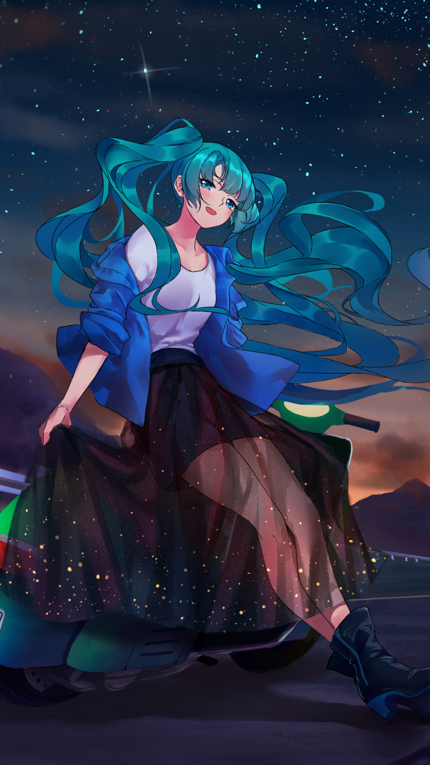 Handy-Wallpaper Vocaloid, Blaue Augen, Blaue Haare, Hatsune Miku, Animes, Lange Haare kostenlos herunterladen.