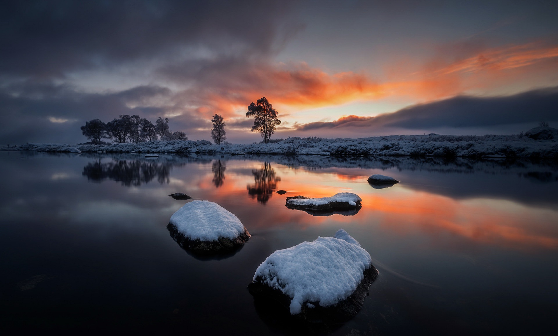 Free download wallpaper Winter, Nature, Sunset, Snow, Reflection, Earth, River on your PC desktop