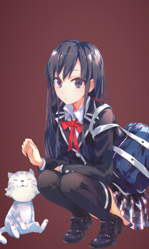 Download mobile wallpaper Anime, Cat, School Uniform, Long Hair, My Teen Romantic Comedy Snafu, Yukino Yukinoshita for free.