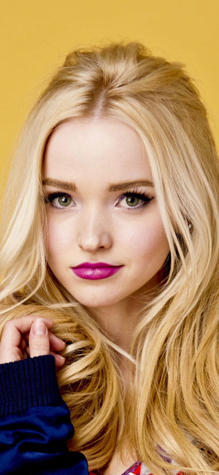 Download mobile wallpaper Blonde, Face, American, Celebrity, Actress, Lipstick, Dove Cameron for free.