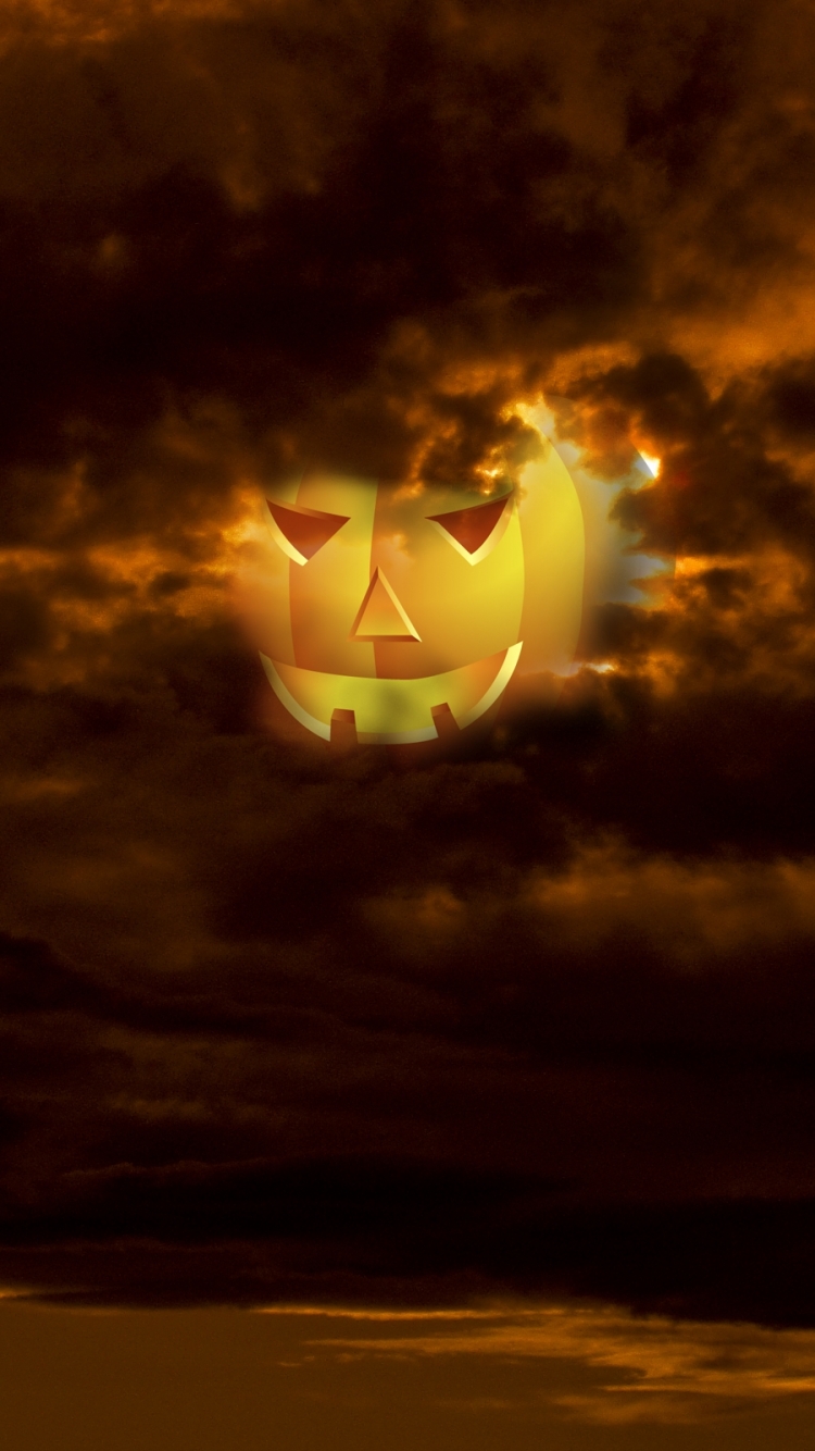 Download mobile wallpaper Sky, Halloween, Holiday, Cloud, Orange (Color) for free.