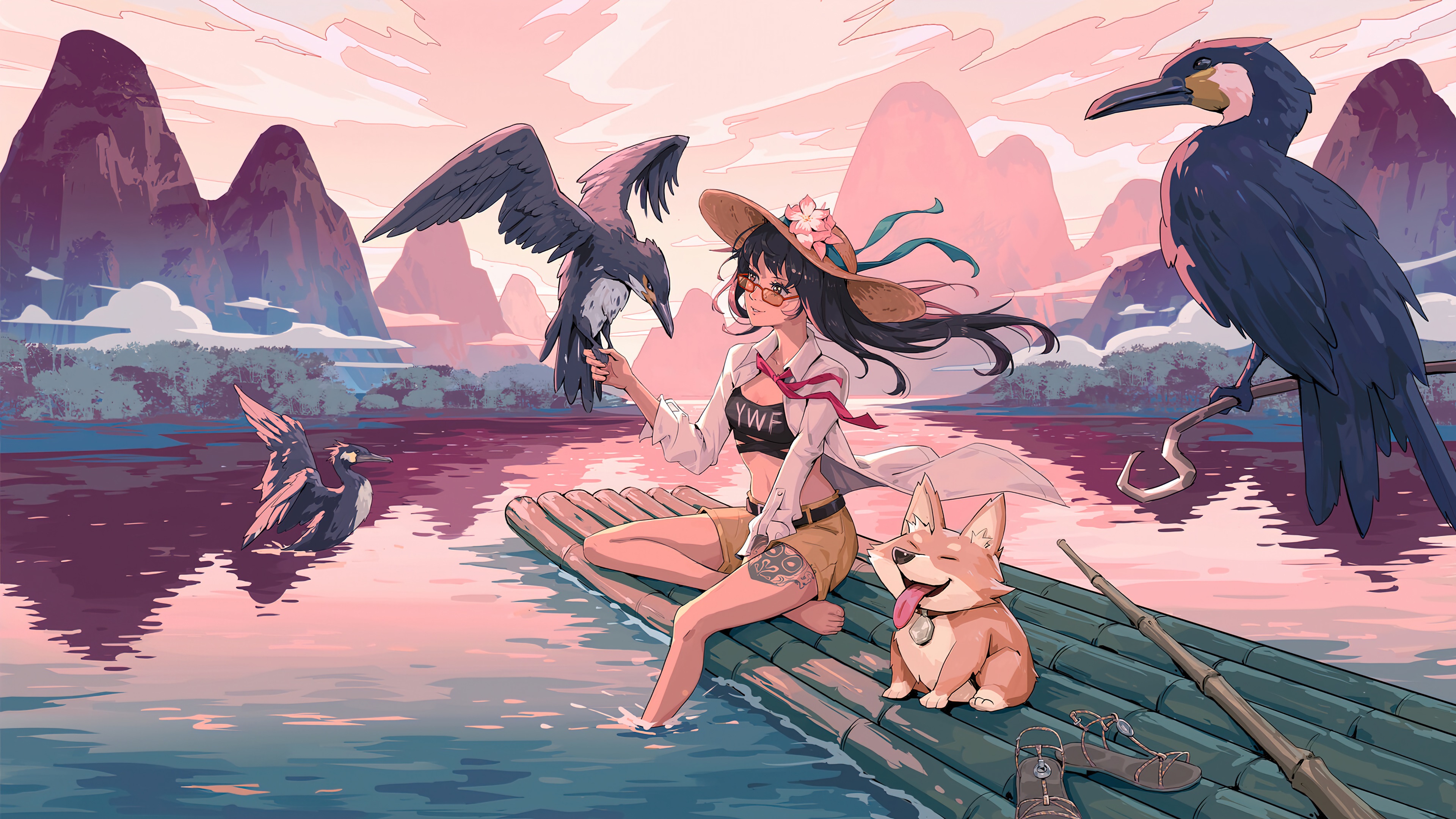 Download mobile wallpaper Anime, Dog, Girl, Corgi for free.