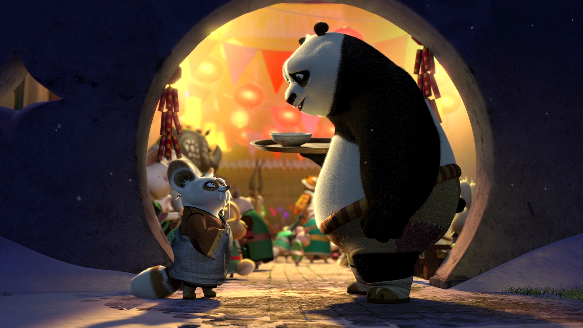 Laden Sie Kung Fu Panda Ein Schlagfertiges Winterfest HD-Desktop-Hintergründe herunter