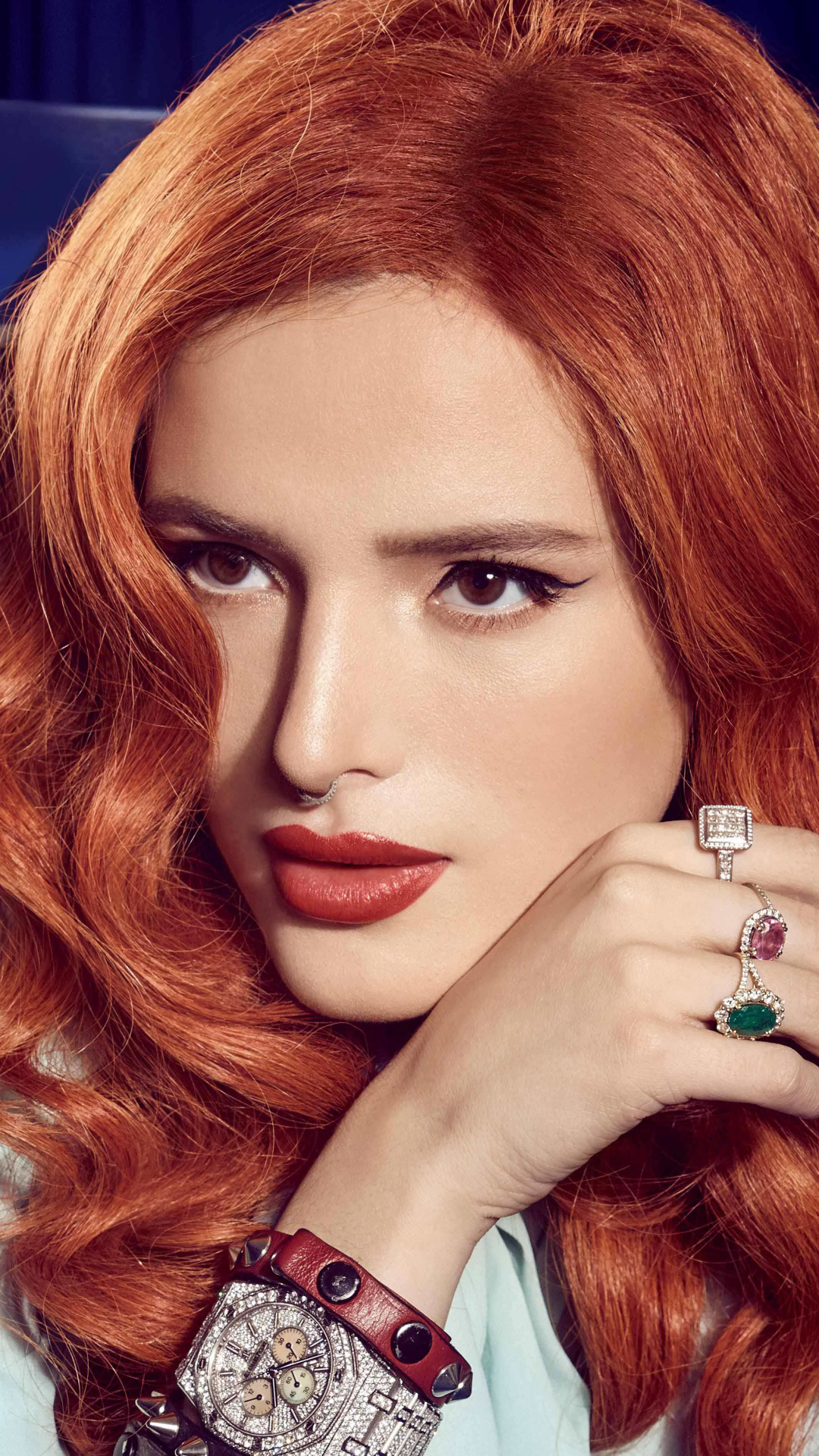 Download mobile wallpaper Redhead, Singer, American, Celebrity, Brown Eyes, Actress, Lipstick, Bella Thorne for free.