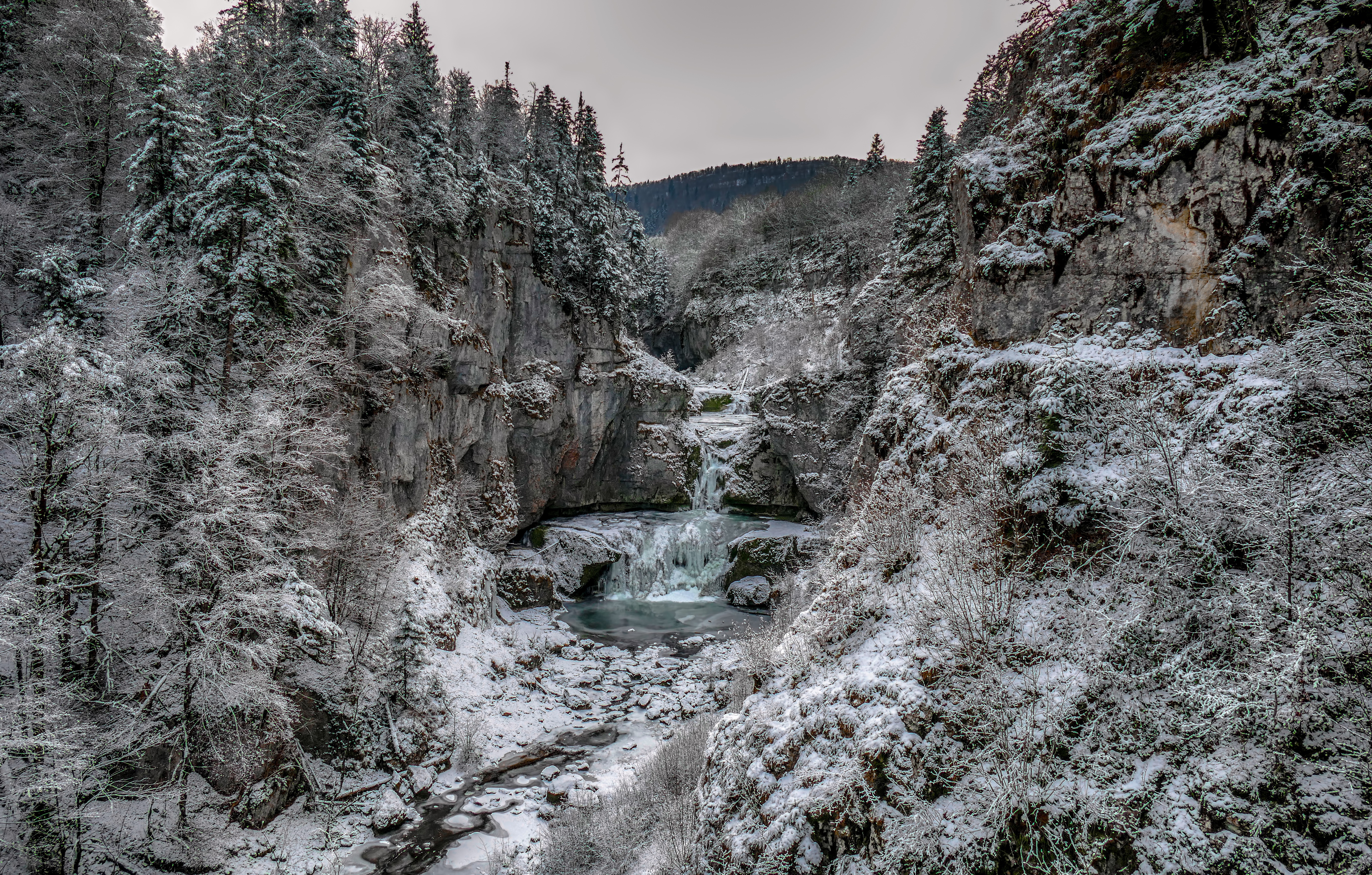 Téléchargez des papiers peints mobile Hiver, Cascades, La Nature, Terre/nature, Chûte D'eau gratuitement.