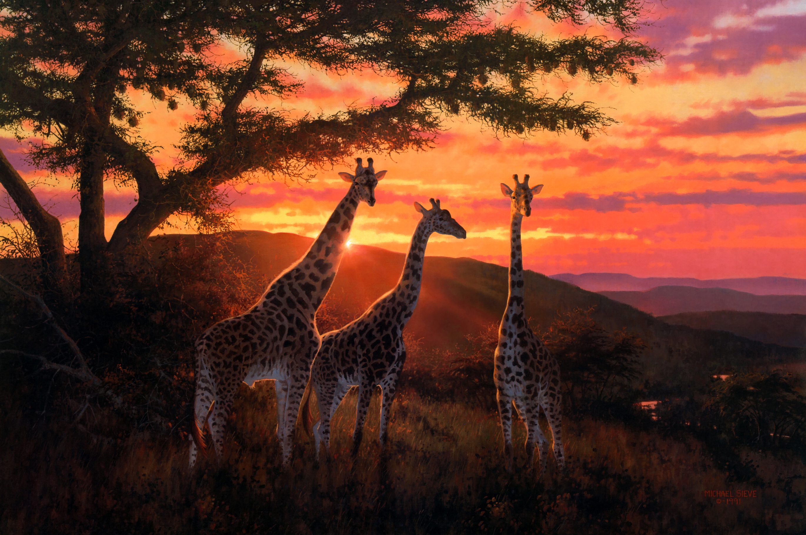 Download mobile wallpaper Painting, Artistic, Giraffe for free.