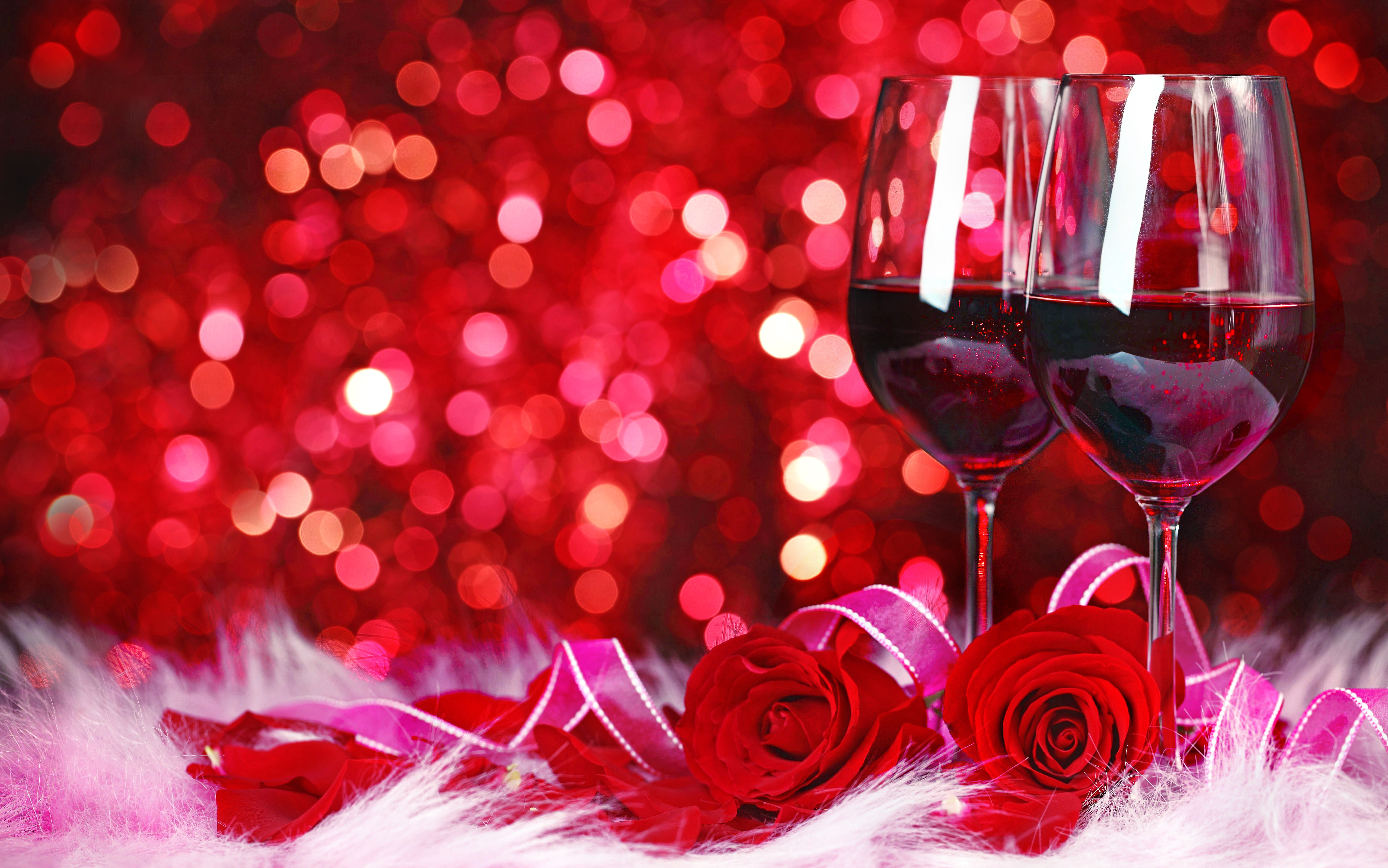 Download mobile wallpaper Valentine's Day, Flower, Rose, Holiday, Glass, Bokeh for free.