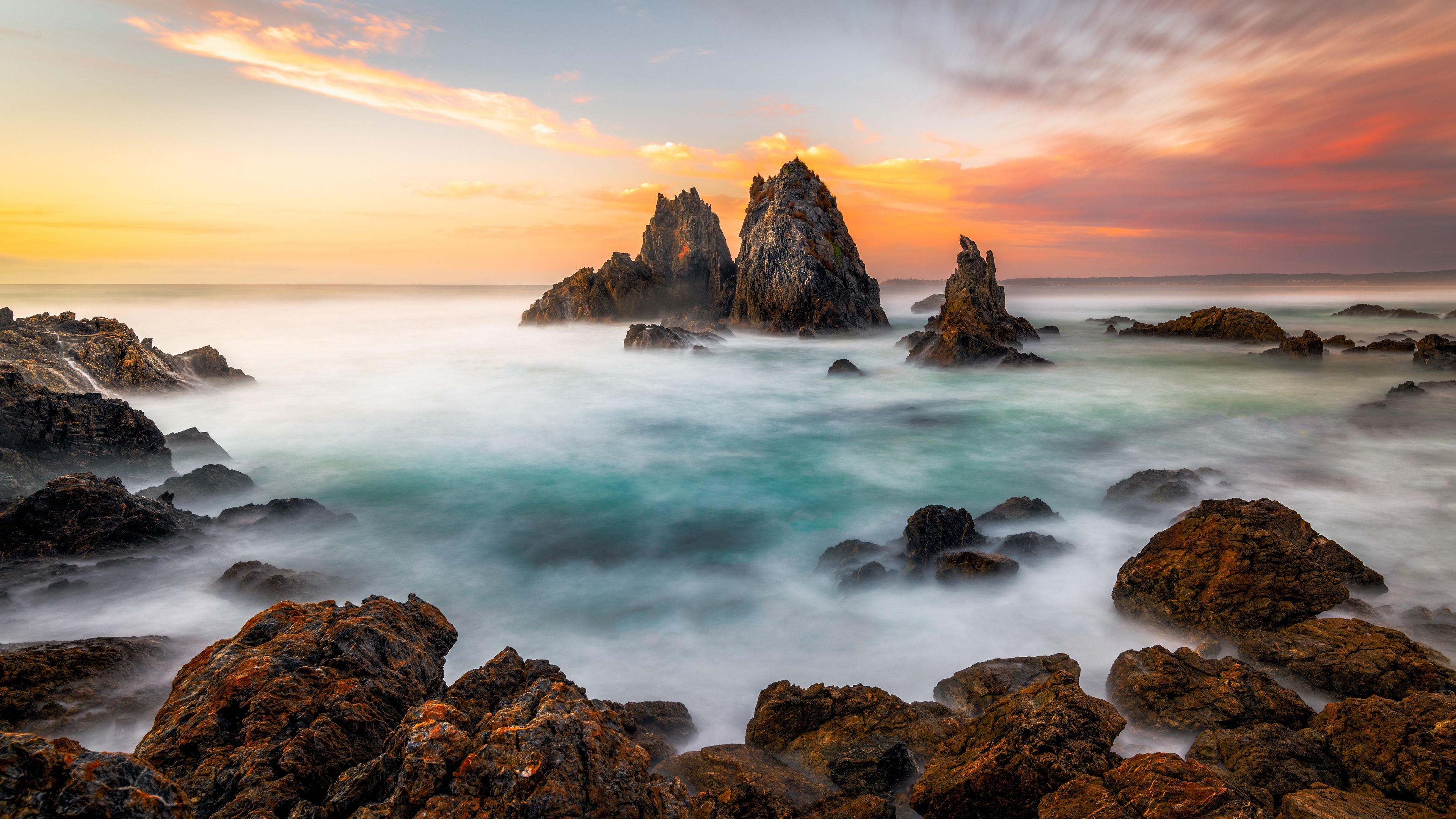 Free download wallpaper Sunset, Sea, Earth, Stone, Seascape on your PC desktop