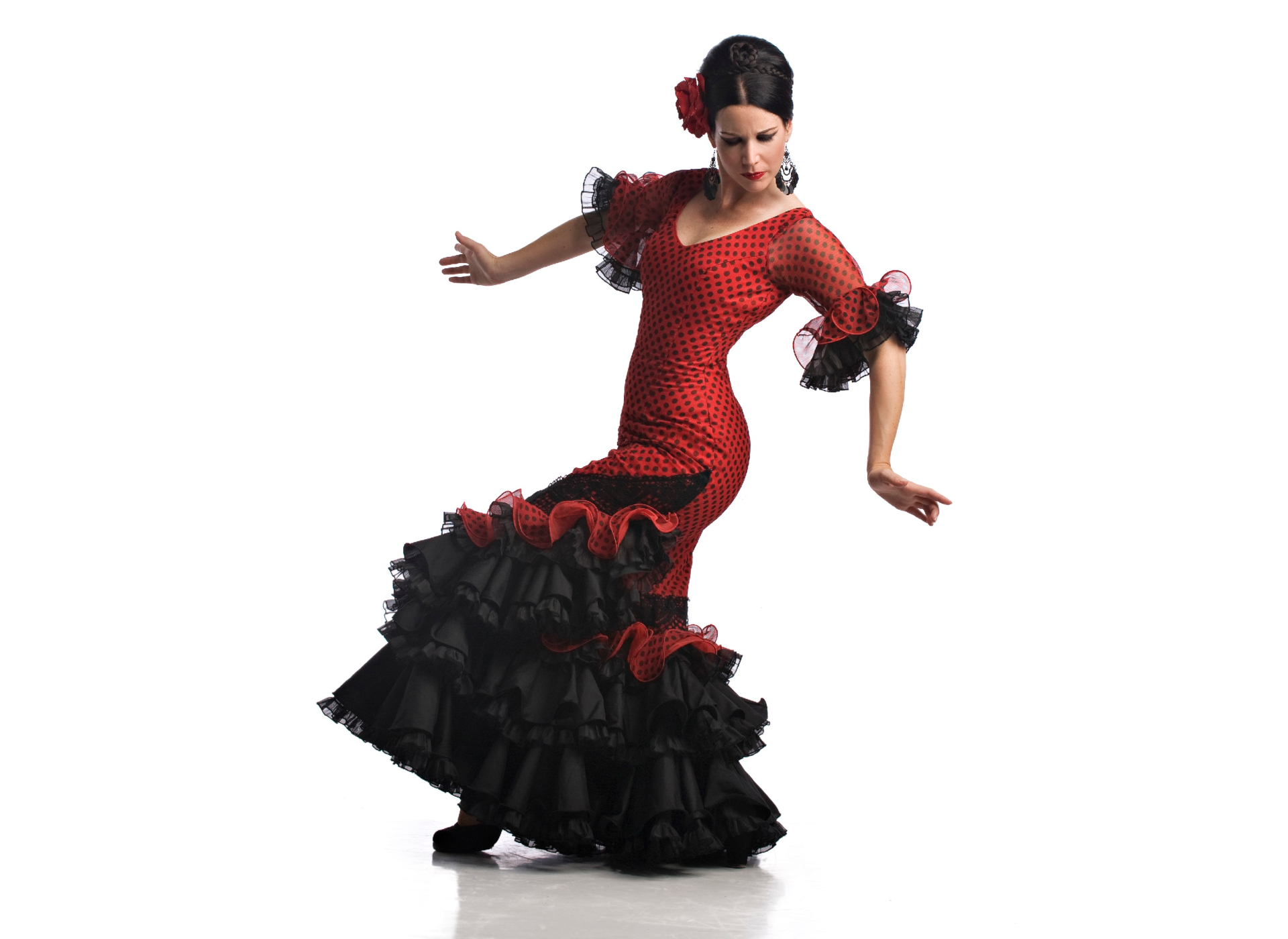 Baixar papel de parede para celular de Mulheres, Cabelo Castanho, Dançarino, Vestido Vermelho, Flamenco gratuito.