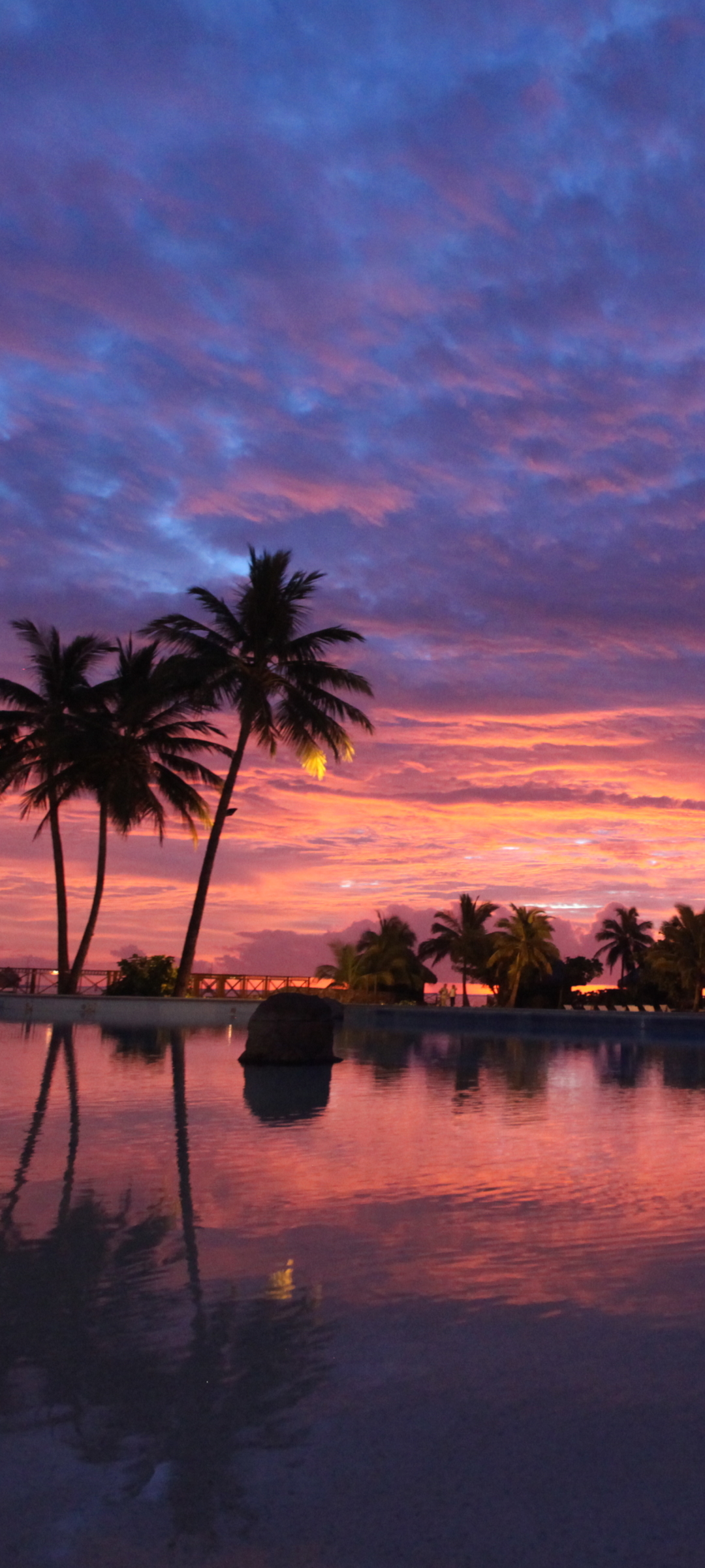 Download mobile wallpaper Sunset, Reflection, Cloud, Resort, Photography, Pool, Bora Bora for free.