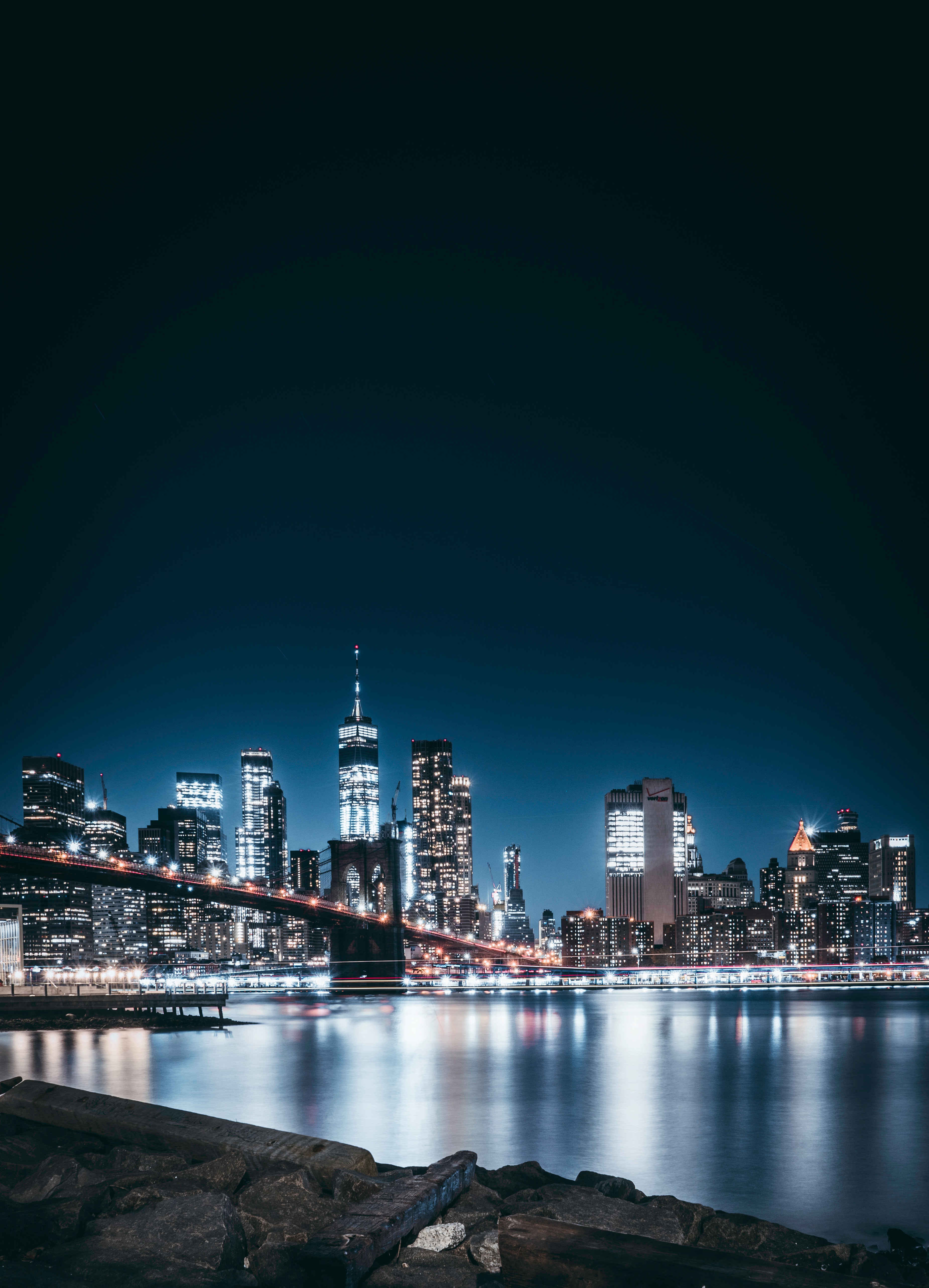 106828 descargar imagen ciudades, ciudad de noche, ciudad nocturna, luces de la ciudad, puente, ee uu, estados unidos, panorama, brooklyn: fondos de pantalla y protectores de pantalla gratis