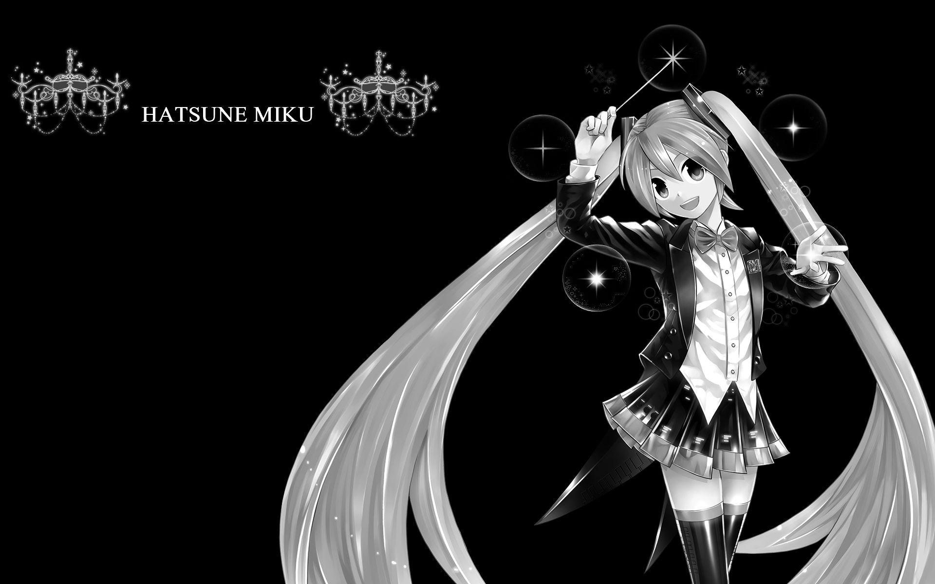 Free download wallpaper Anime, Monochrome, Vocaloid, Hatsune Miku on your PC desktop