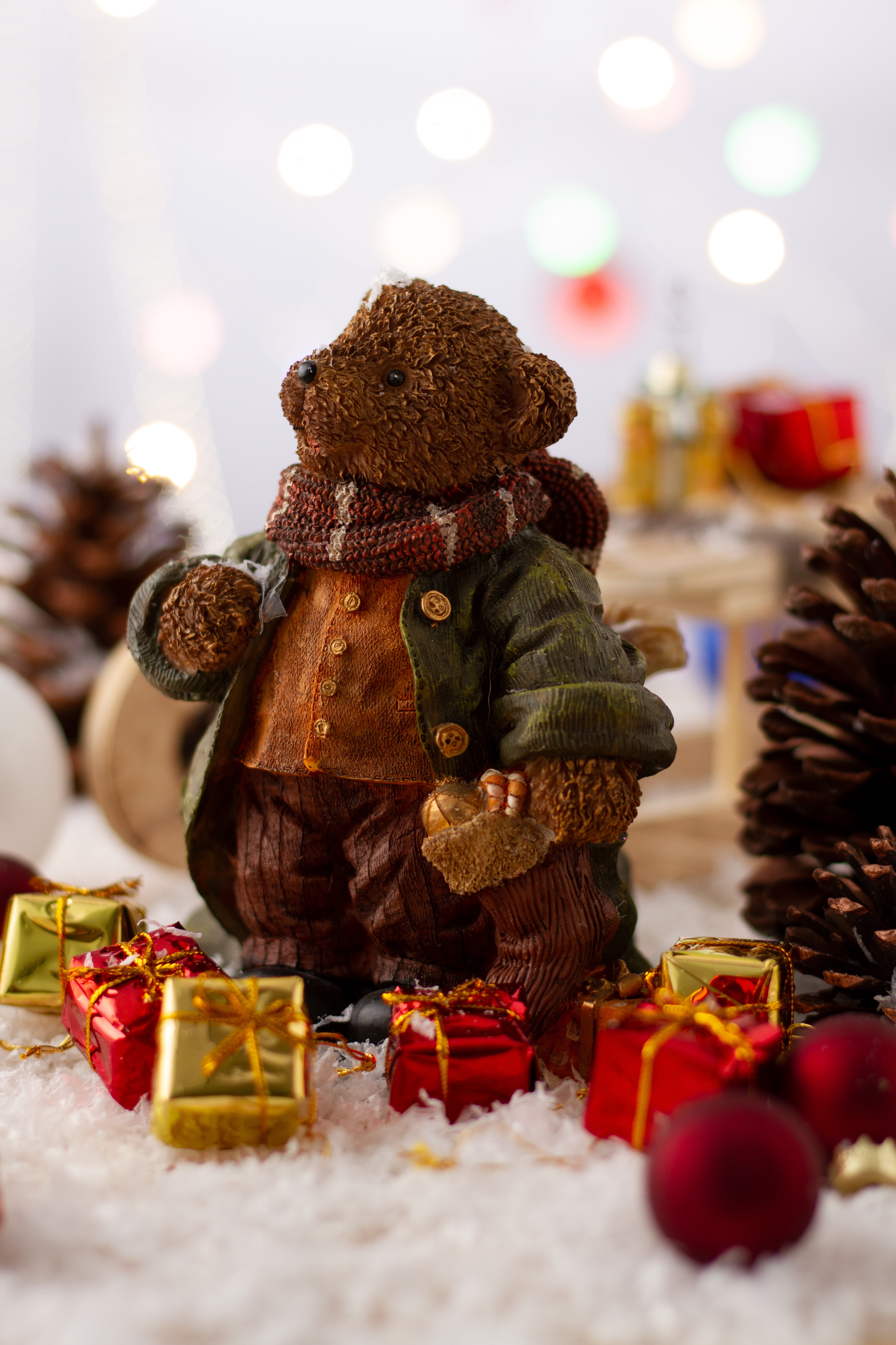 toys, christmas, holidays, new year, bear, statuette HD wallpaper