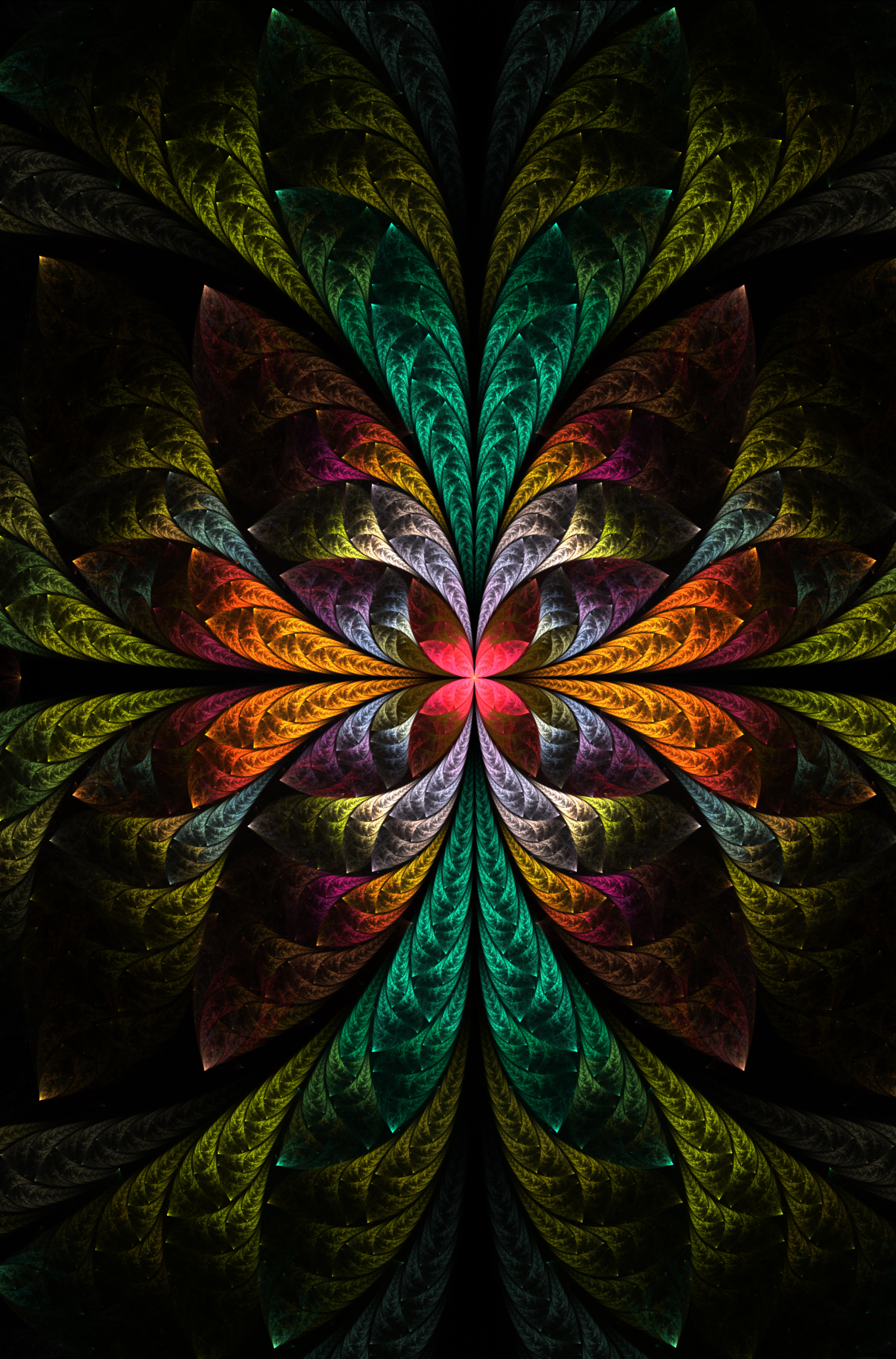 fractal, confused, intricate, abstract, multicolored, motley, pattern