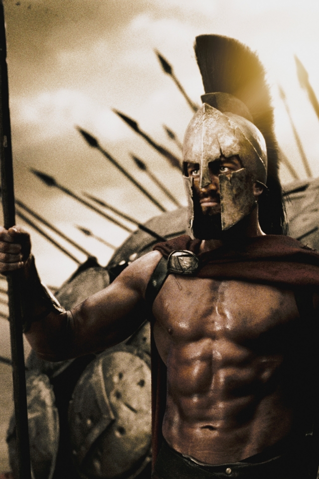 Download mobile wallpaper Gerard Butler, 300, Shield, Helmet, Warrior, Spear, Movie, Spartan, 300 (Movie) for free.