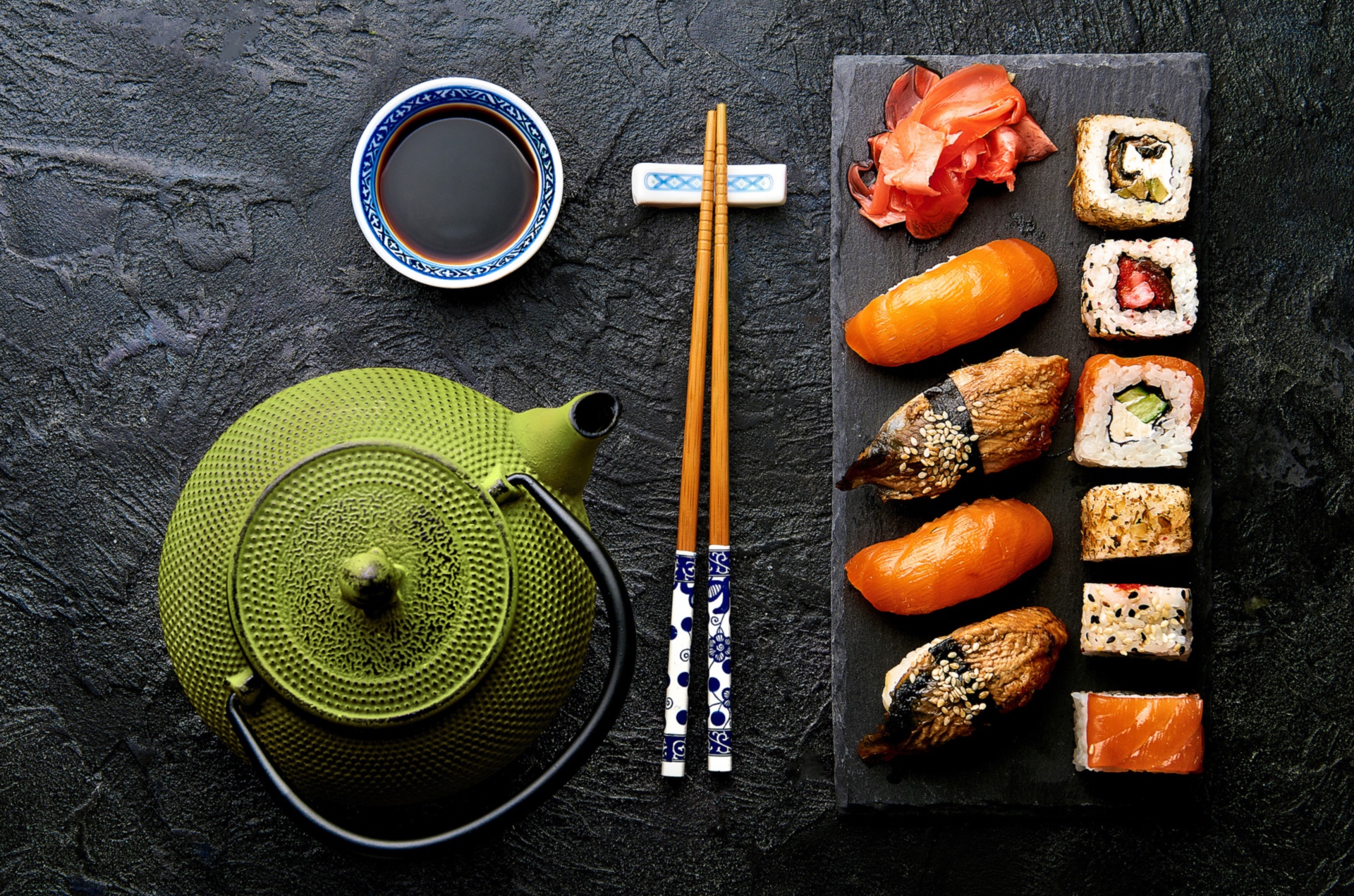 PCデスクトップに静物, お茶, 食べ物, すし画像を無料でダウンロード