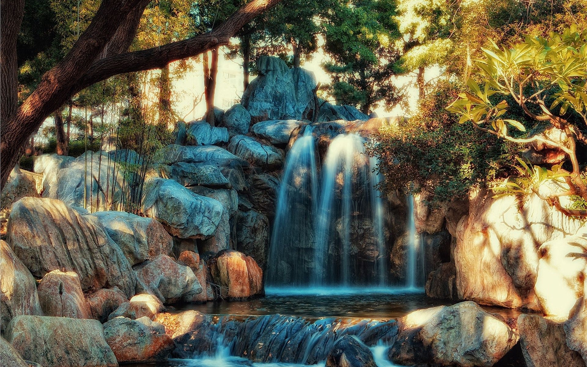 Free download wallpaper Rivers, Hdr, Nature, Stones, Waterfall, Water on your PC desktop