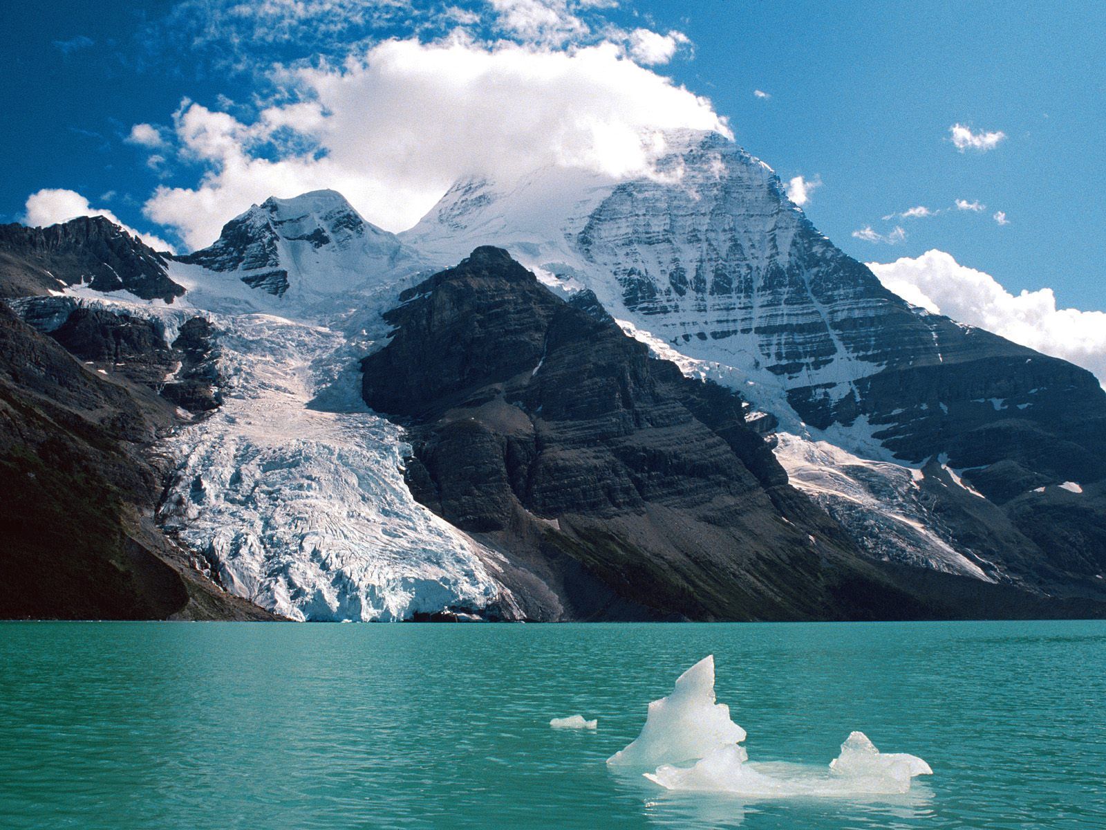 glacier, clouds, mountains, nature, snow, lake, height, day