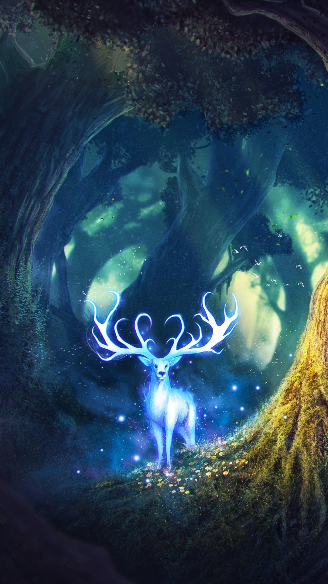 Download mobile wallpaper Magic, Fantasy, Forest, Creature, Deer, Spirit, Fantasy Animals for free.