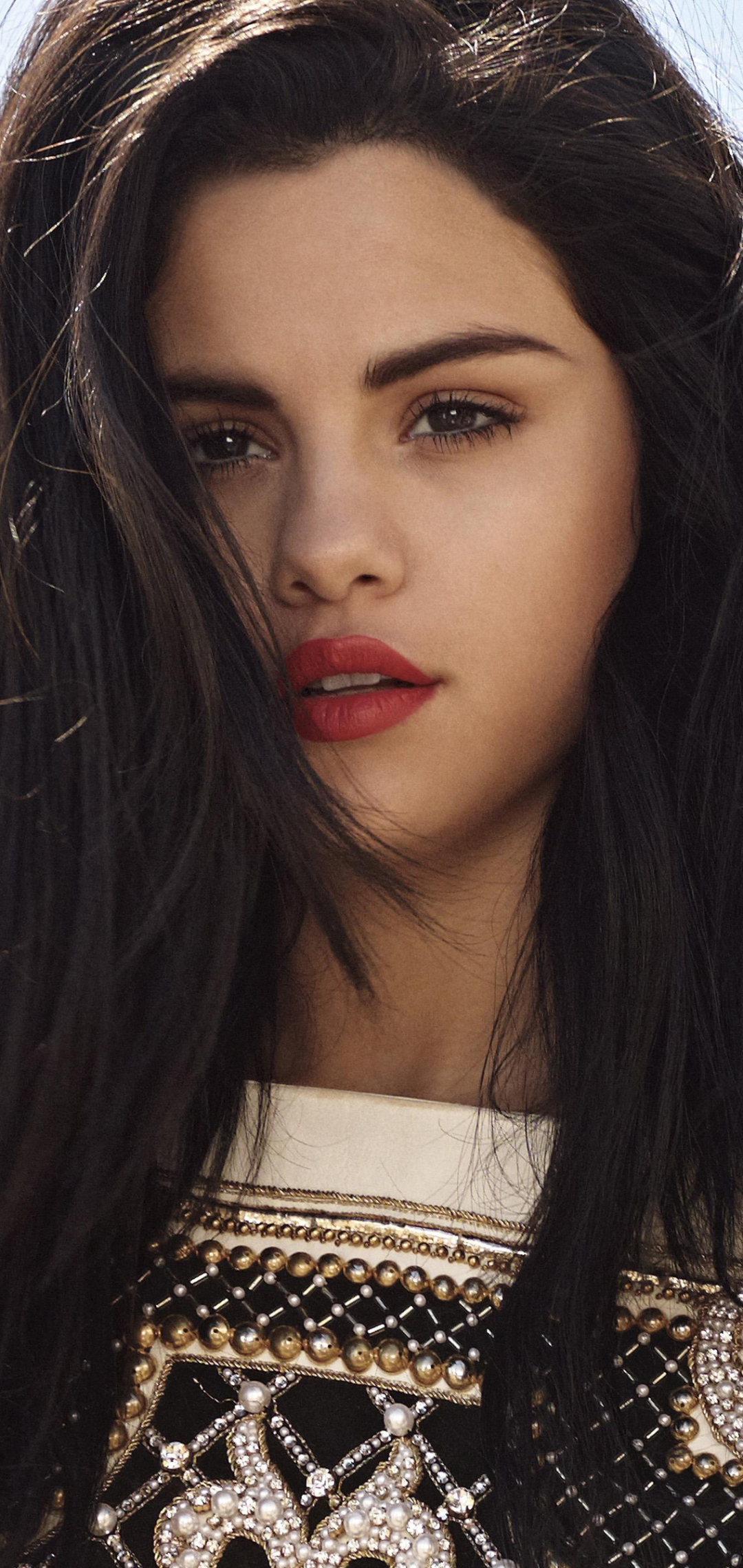 Download mobile wallpaper Music, Selena Gomez, Singer, Face, American, Black Hair, Actress, Lipstick for free.