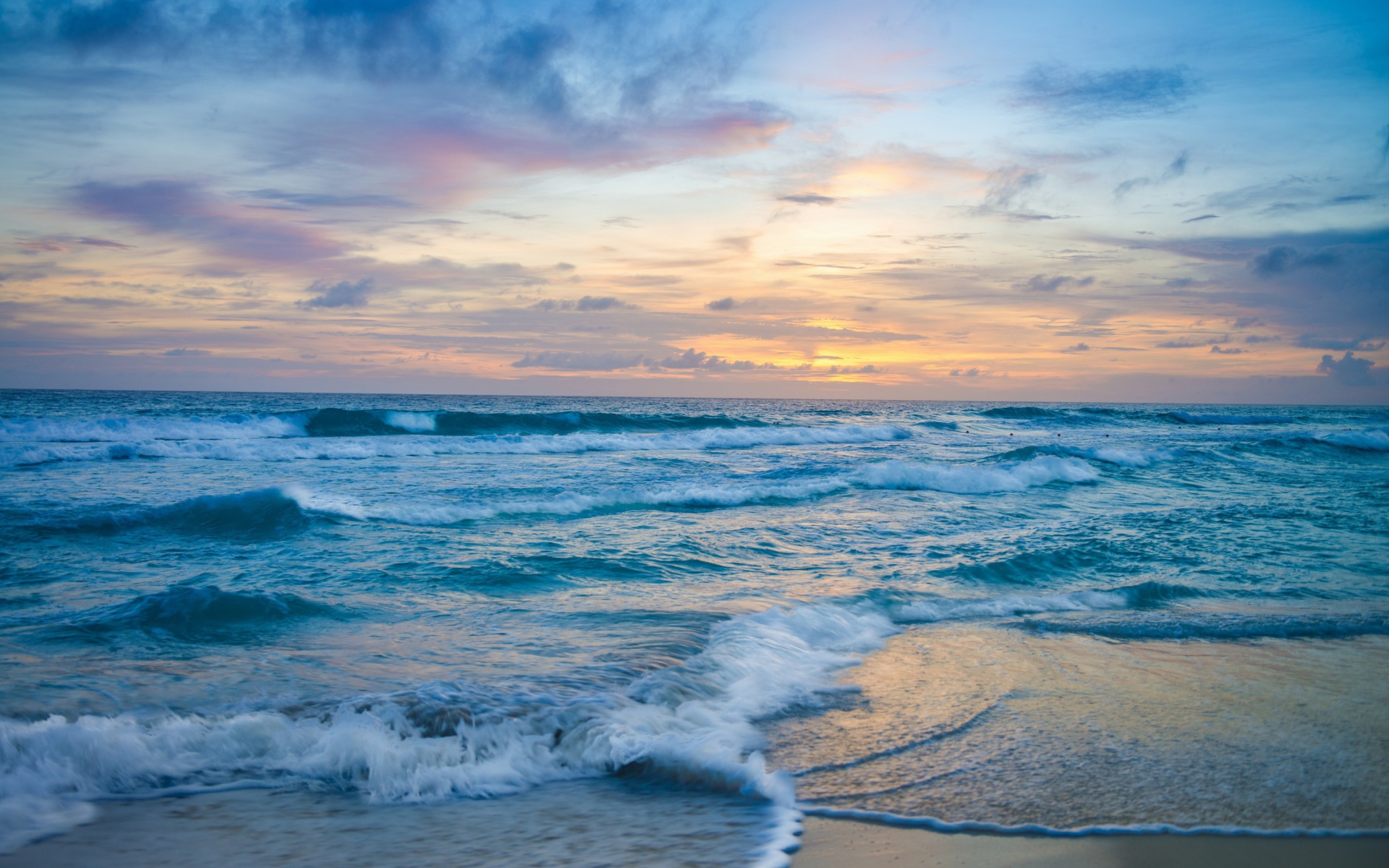 Free download wallpaper Sunset, Horizon, Ocean, Earth, Wave on your PC desktop