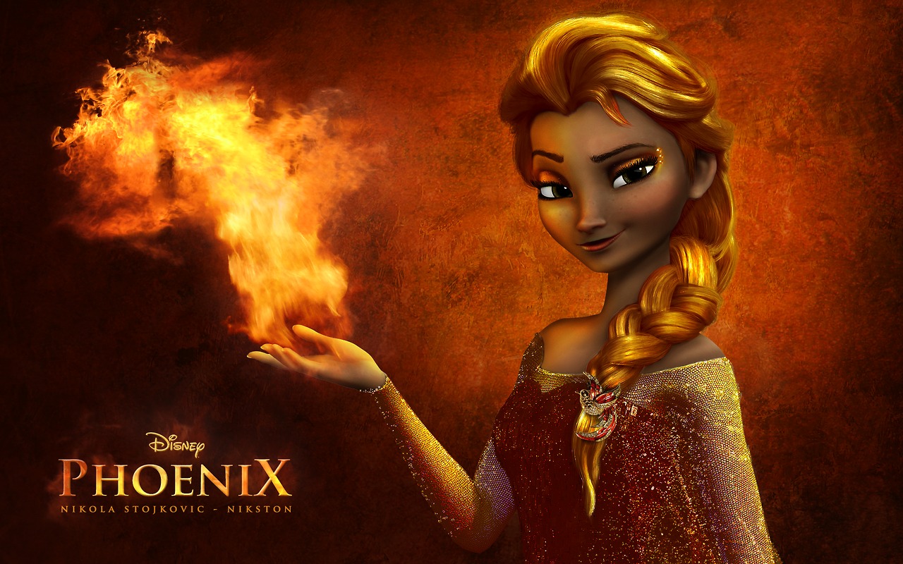 Download mobile wallpaper Fantasy, Fire, Women, Elsa (Frozen) for free.