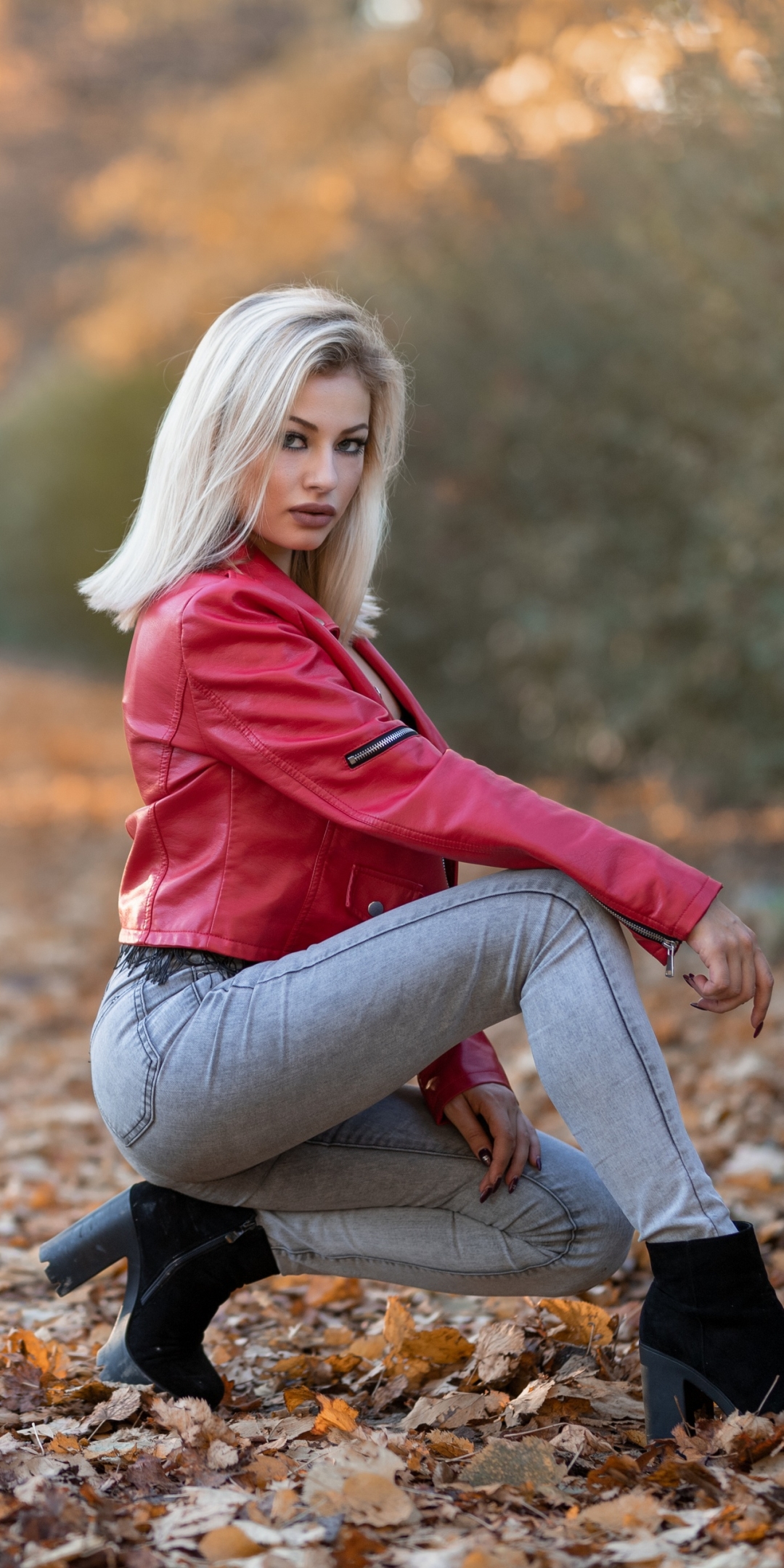 Download mobile wallpaper Mood, Blonde, Jeans, Jacket, Women for free.