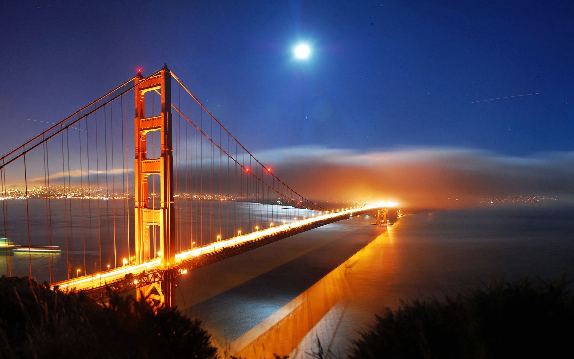 PCデスクトップに橋, 米国, ライト, ブリッジ, サンフランシスコ, 都市, ナイト, カリフォルニア, カリフォルニア州画像を無料でダウンロード