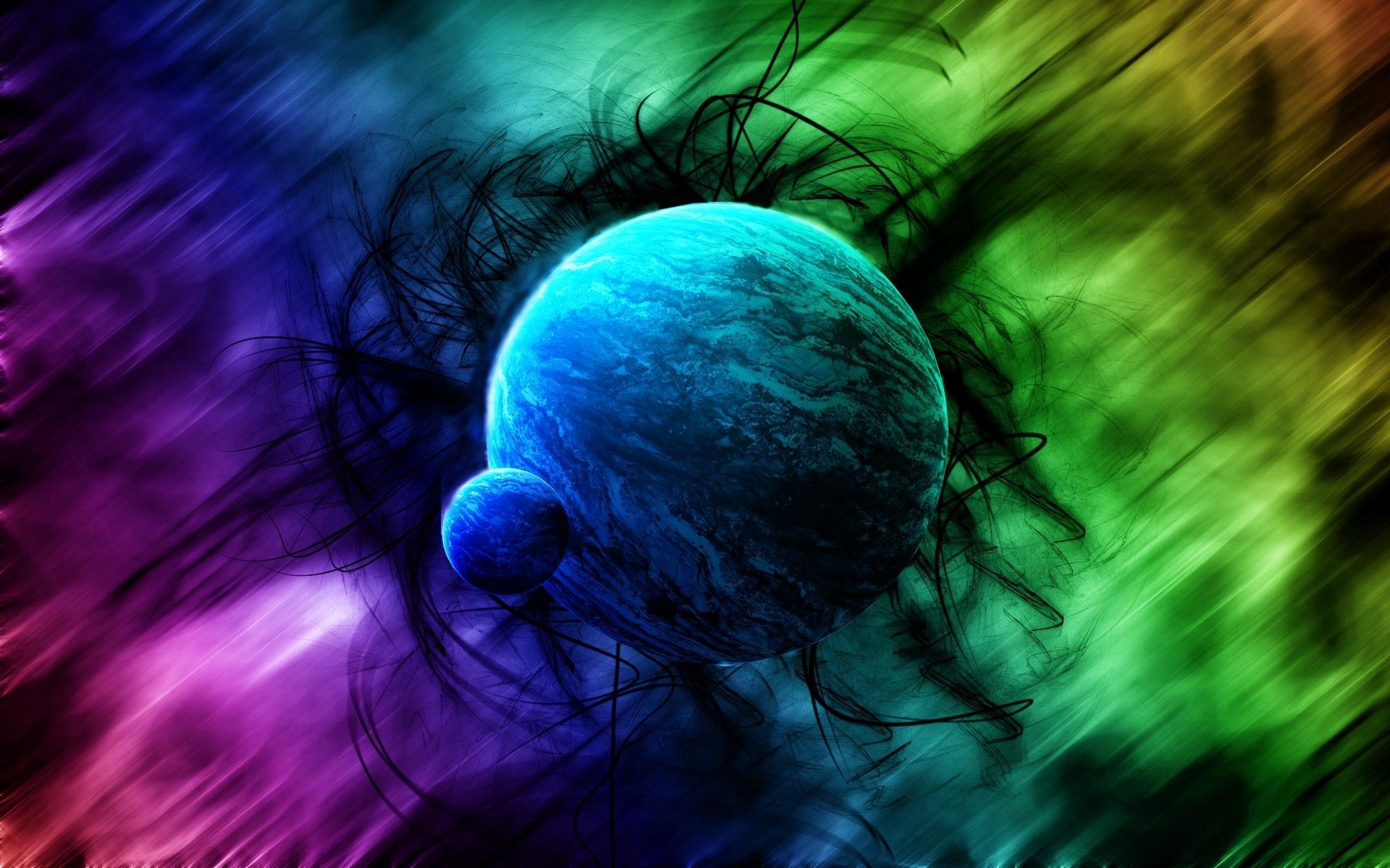 Download mobile wallpaper Motley, Flash, Ball, Multicolored, Abstract, Iridescent, Rainbow for free.
