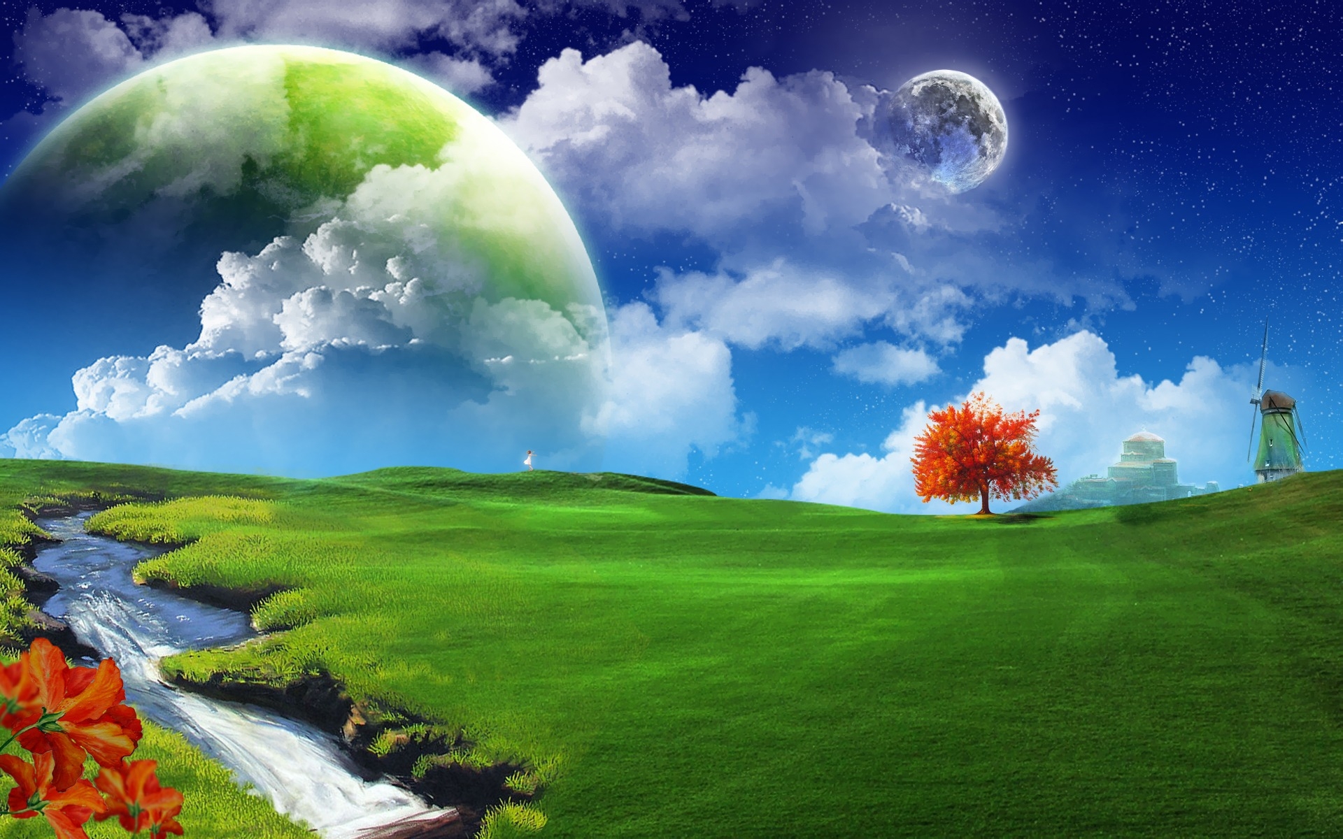 Free download wallpaper Landscape, Fields, Fantasy on your PC desktop