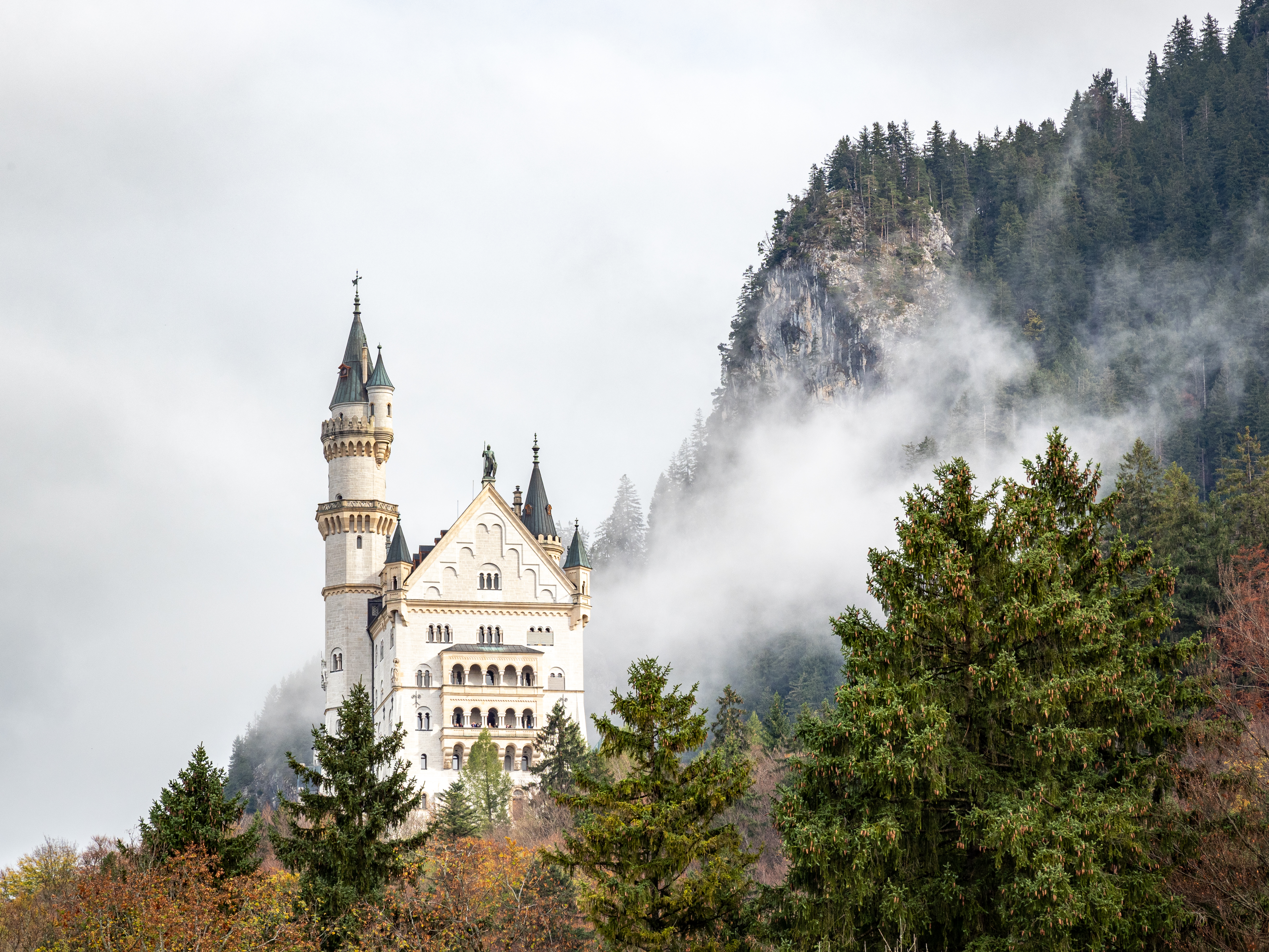 Скачать обои бесплатно Замок, Туман, Германия, Природа картинка на рабочий стол ПК