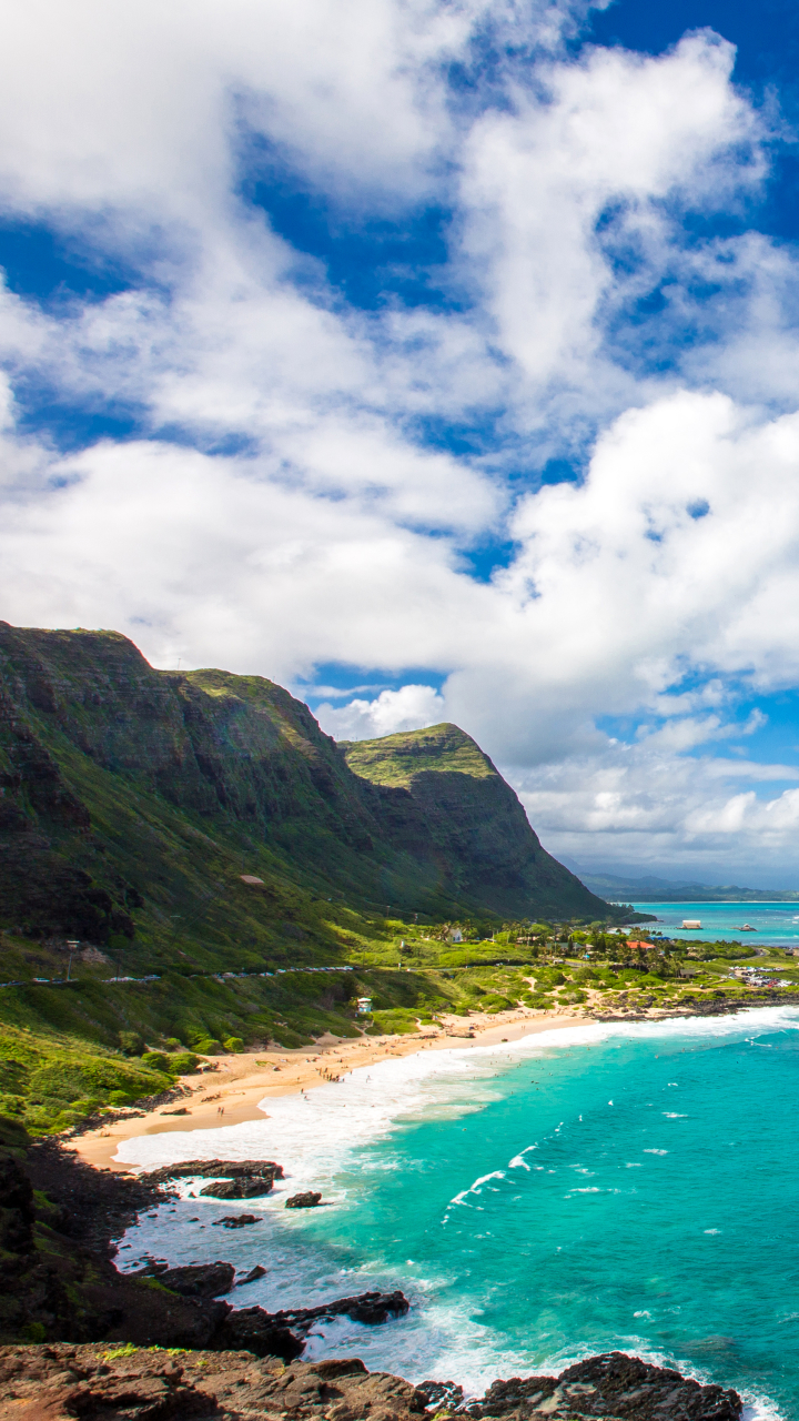 無料モバイル壁紙海岸, ハワイ, 海岸線, 写真撮影, クラウドをダウンロードします。