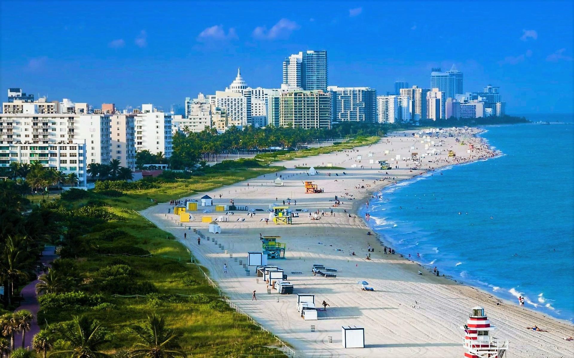 Скачати мобільні шпалери Місто, Створено Людиною, Пляжний, Будинок, Маямі, Пляж Маямі безкоштовно.