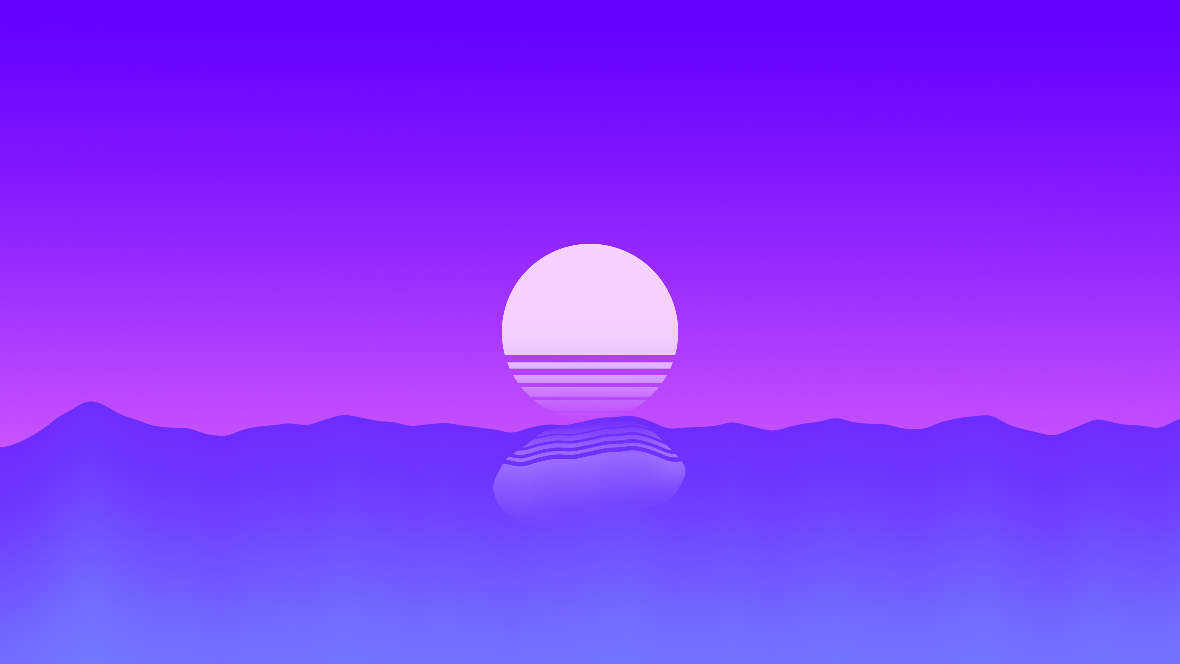 Laden Sie das Meer, Minimalistisch, Sonnenuntergang, Künstlerisch, Retro Welle-Bild kostenlos auf Ihren PC-Desktop herunter