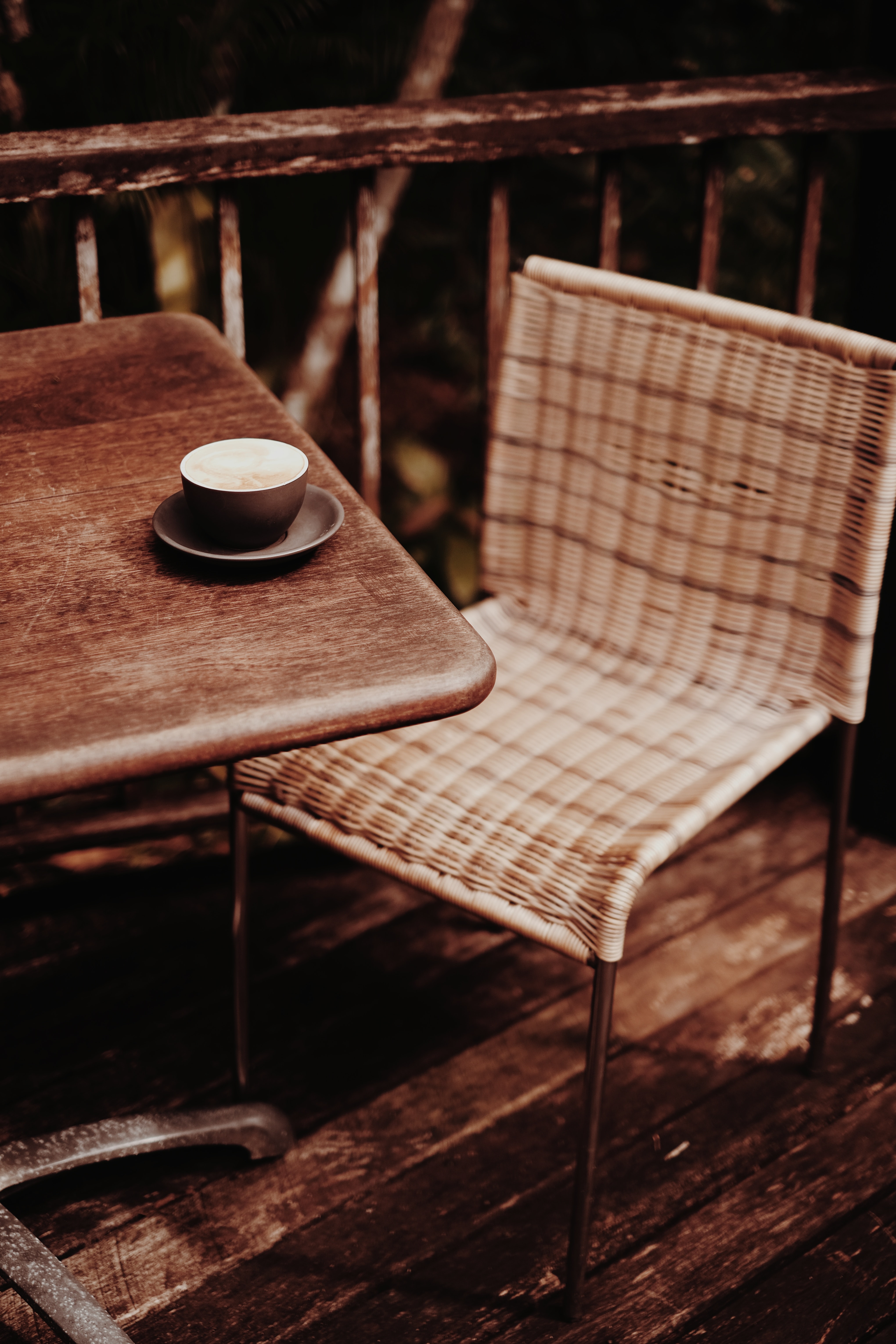 Free download wallpaper Miscellaneous, Wood, Chair, Table, Coffee, Miscellanea, Wooden, Cup on your PC desktop