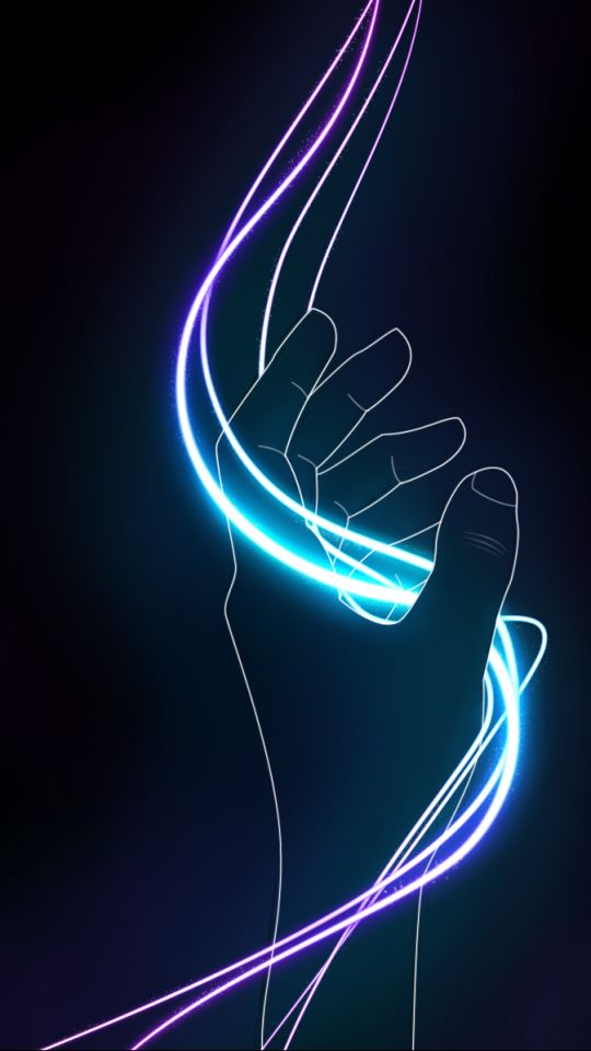 Download mobile wallpaper Abstract, Hand, Neon, Lamp, Artistic for free.