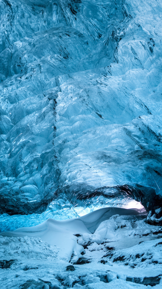 Скачать картинку Вода, Лед, Пещеры, Синий, Пещера, Лёд, Земля/природа в телефон бесплатно.