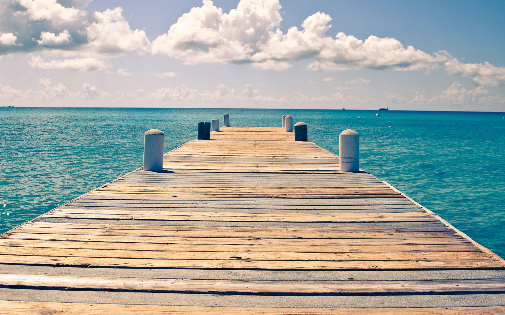 Free download wallpaper Sky, Clouds, Wharf, Pier, Nature, Sea on your PC desktop