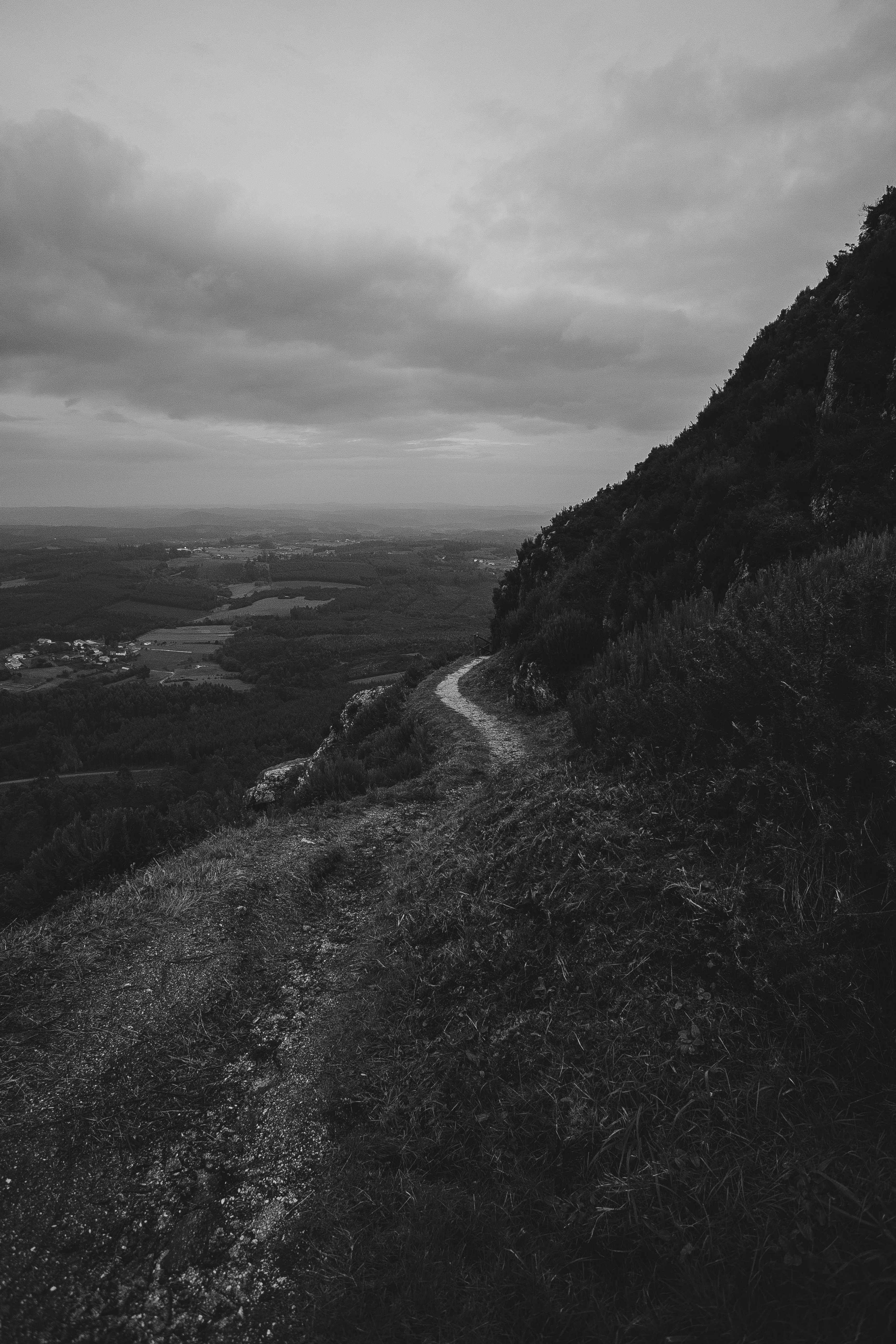 Download mobile wallpaper Trail, Path, Chb, Mountains, Landscape, Bw, Nature for free.