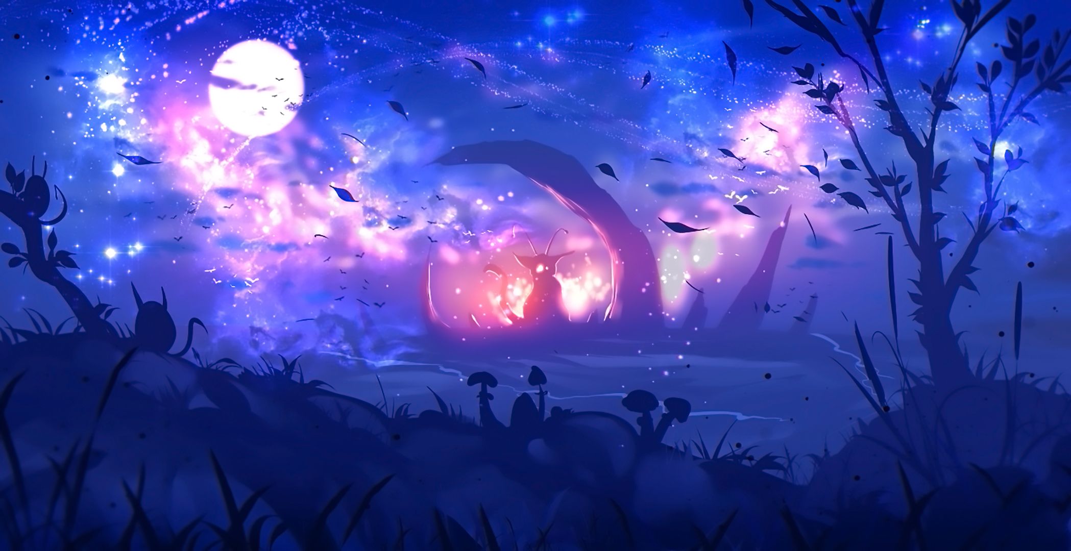 Download mobile wallpaper Anime, Landscape, Fantasy, Tree, Planet, Original for free.