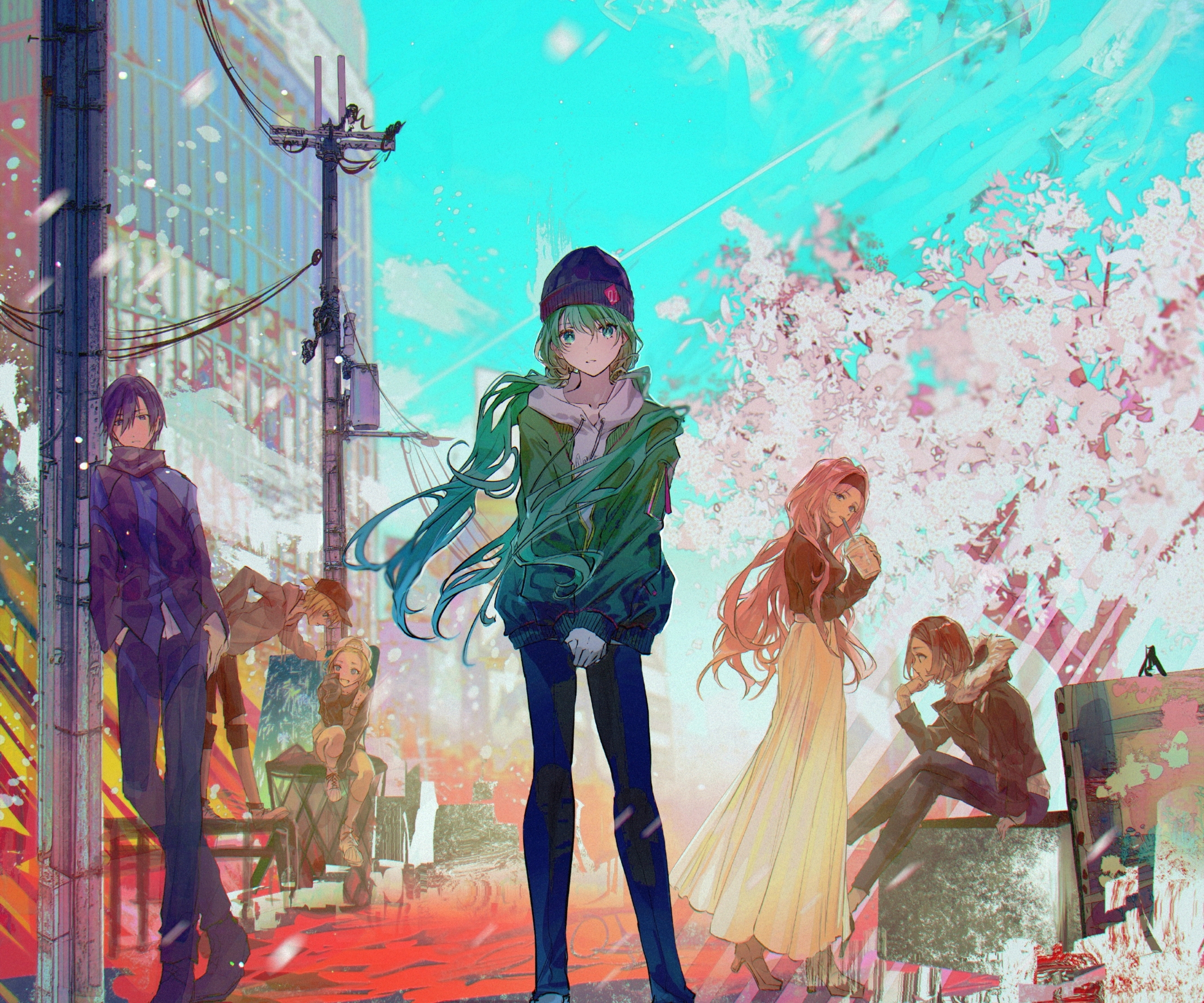 Download mobile wallpaper Anime, Vocaloid, Luka Megurine, Rin Kagamine, Kaito (Vocaloid), Len Kagamine, Meiko (Vocaloid) for free.