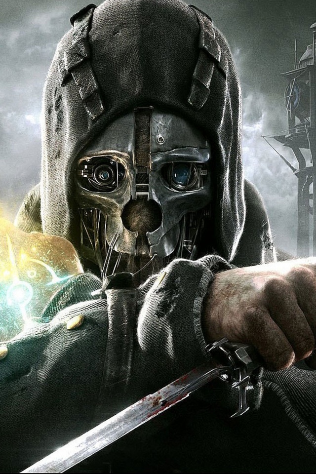 Handy-Wallpaper Dishonored, Krieger, Schädel, Skelett, Schwert, Computerspiele kostenlos herunterladen.