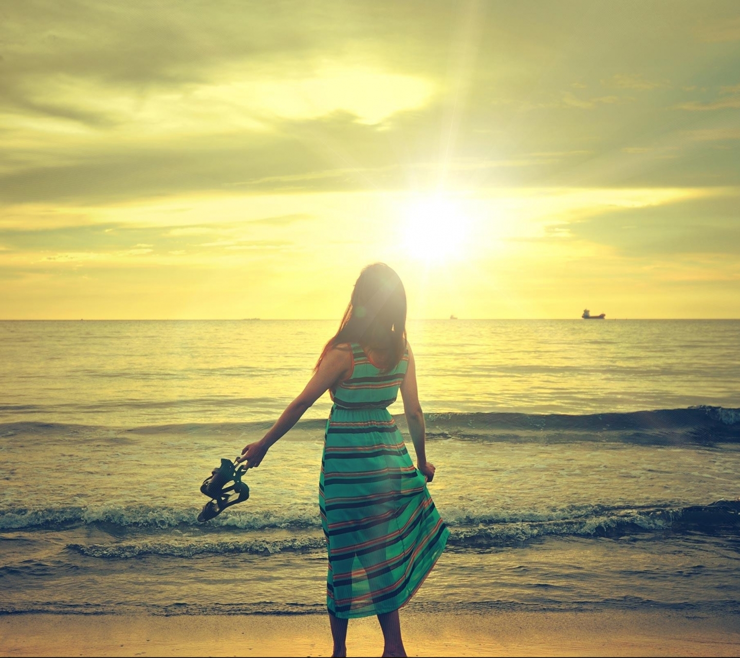 Laden Sie das Strand, Ozean, Stimmung, Frauen, Sonnenuntergang-Bild kostenlos auf Ihren PC-Desktop herunter