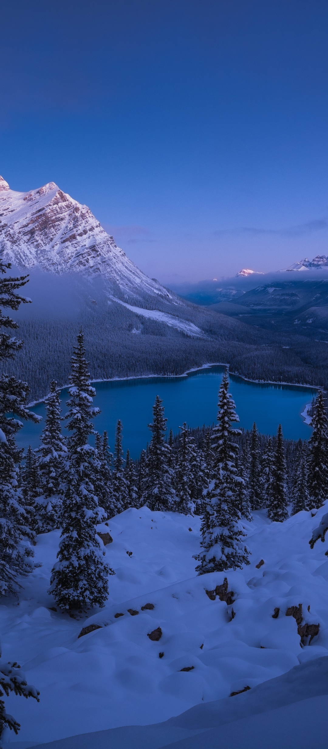 Descarga gratuita de fondo de pantalla para móvil de Paisaje, Invierno, Nieve, Montaña, Lago, Parque Nacional Banff, Tierra/naturaleza.