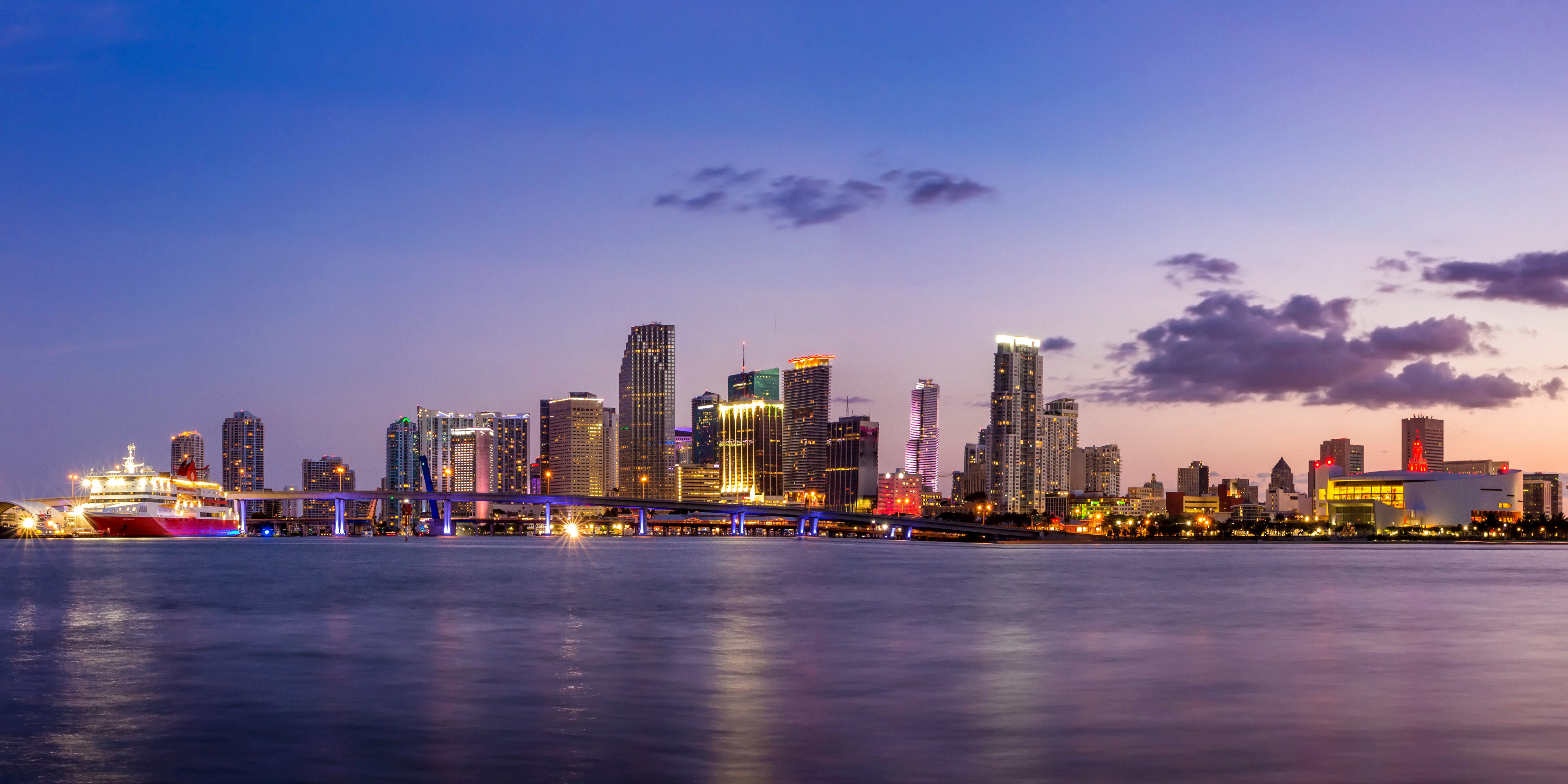 Free download wallpaper Cities, Night, Usa, City, Skyscraper, Building, Miami, Man Made on your PC desktop