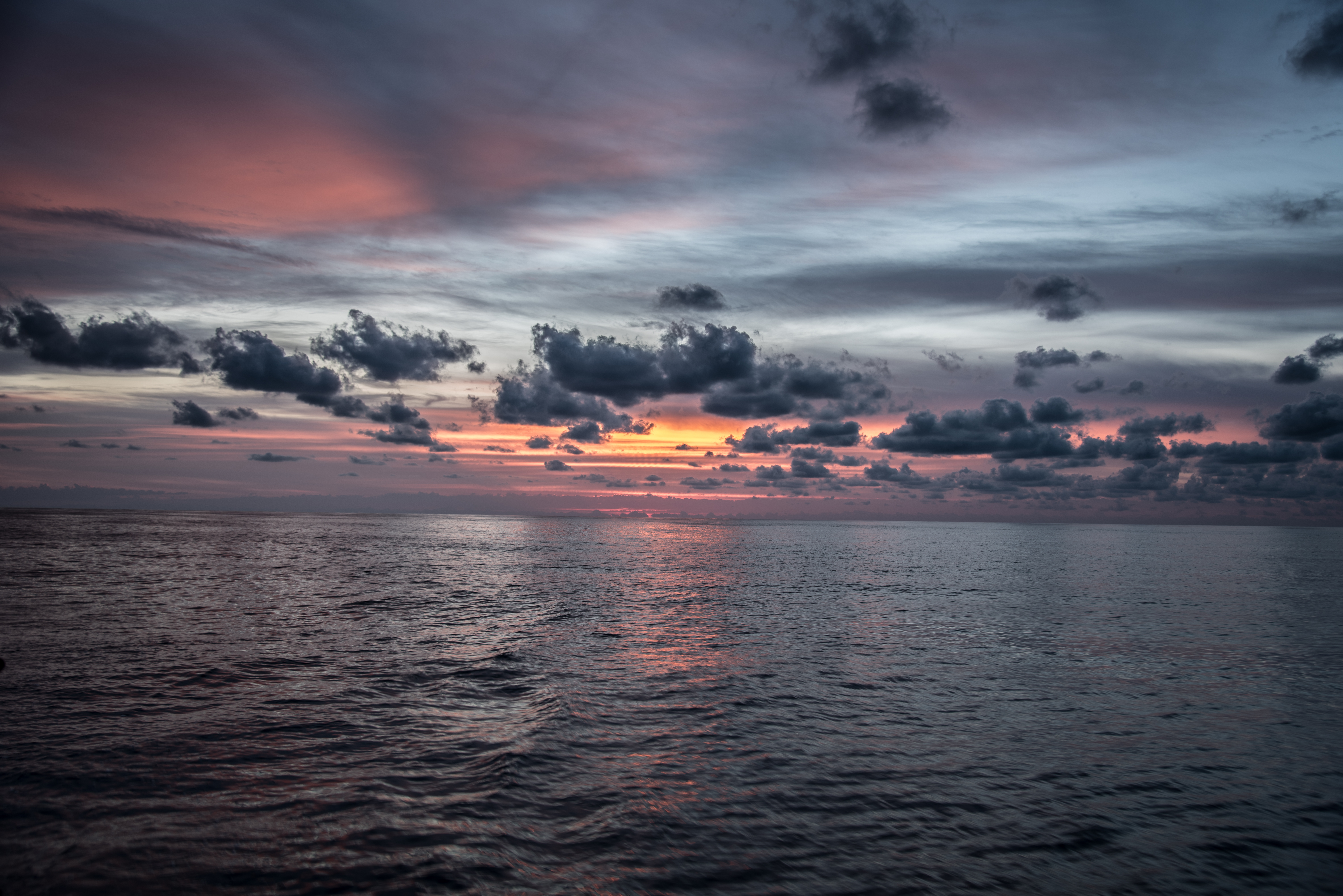 1920 x 1080 picture sea, nature, water, twilight, clouds, horizon, dusk